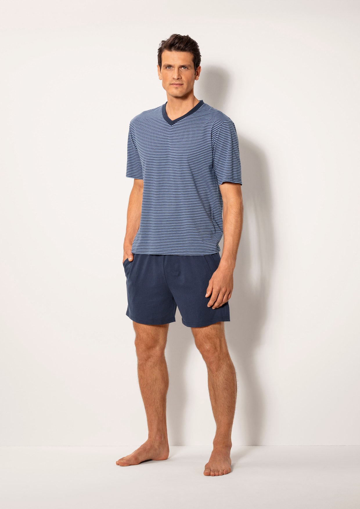 Pyjama - blau-marine, grau-anthrazit