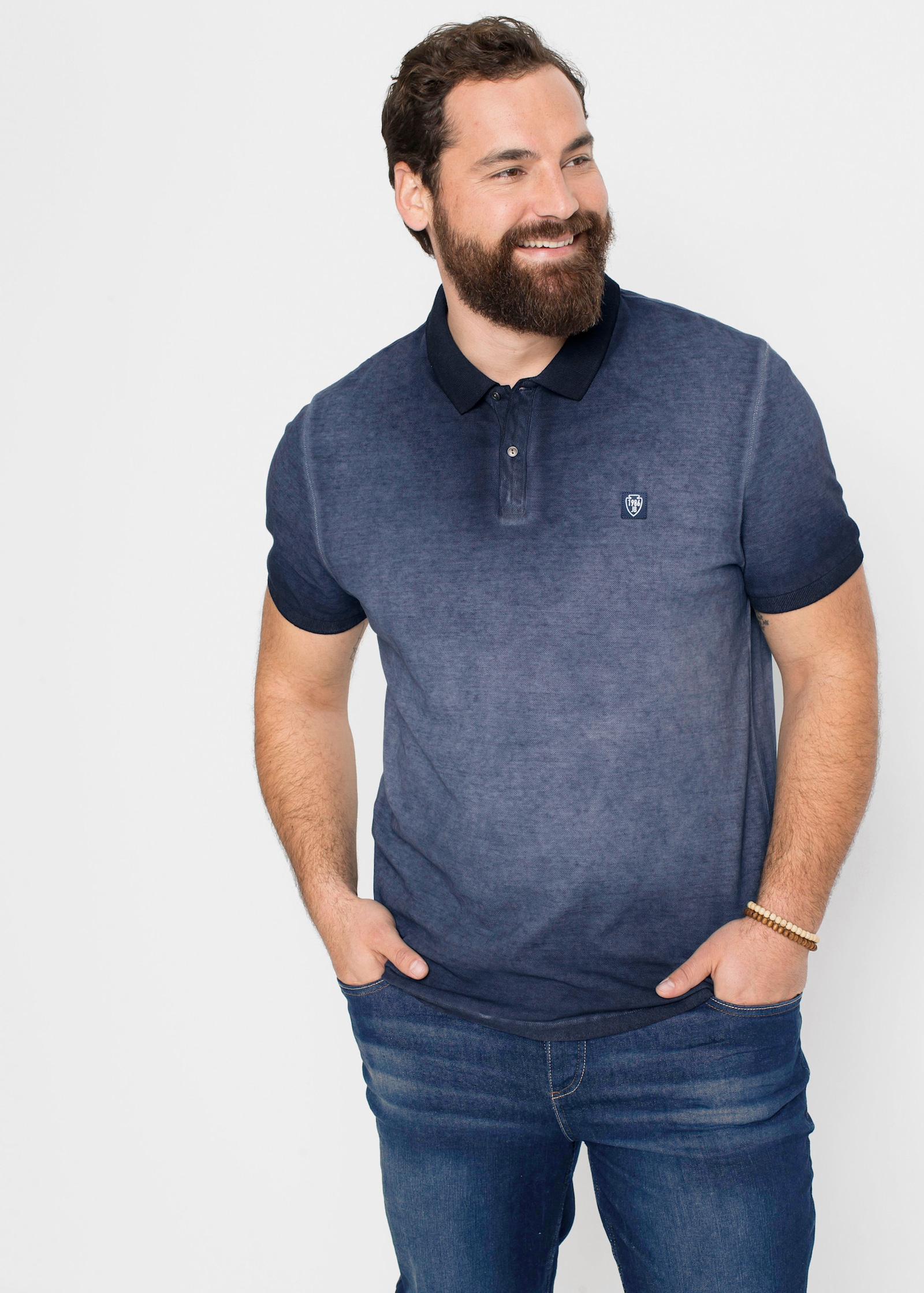 Catamaran Kurzarmshirt in verwaschener Optik - dunkelblau