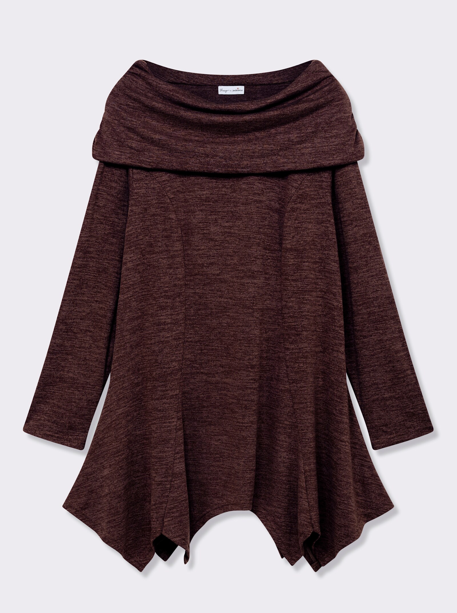 sheego by Joe Browns Longsweatshirt im Strick-Look - bordeaux-schwarz-meliert