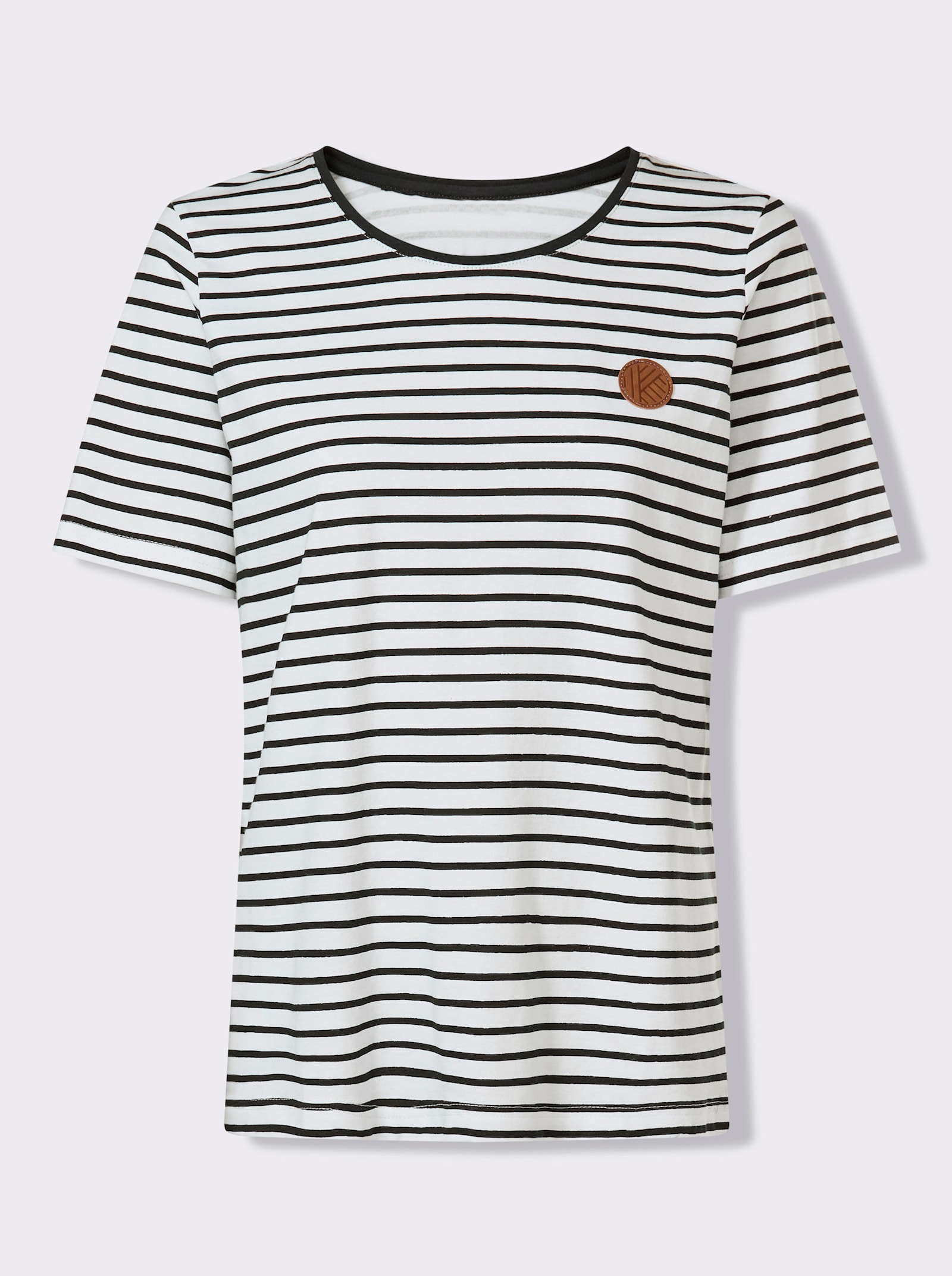 Tričko, pruhy, nášivky-kožený vzhľad - Pruhovanie: námornícka modrá – biela