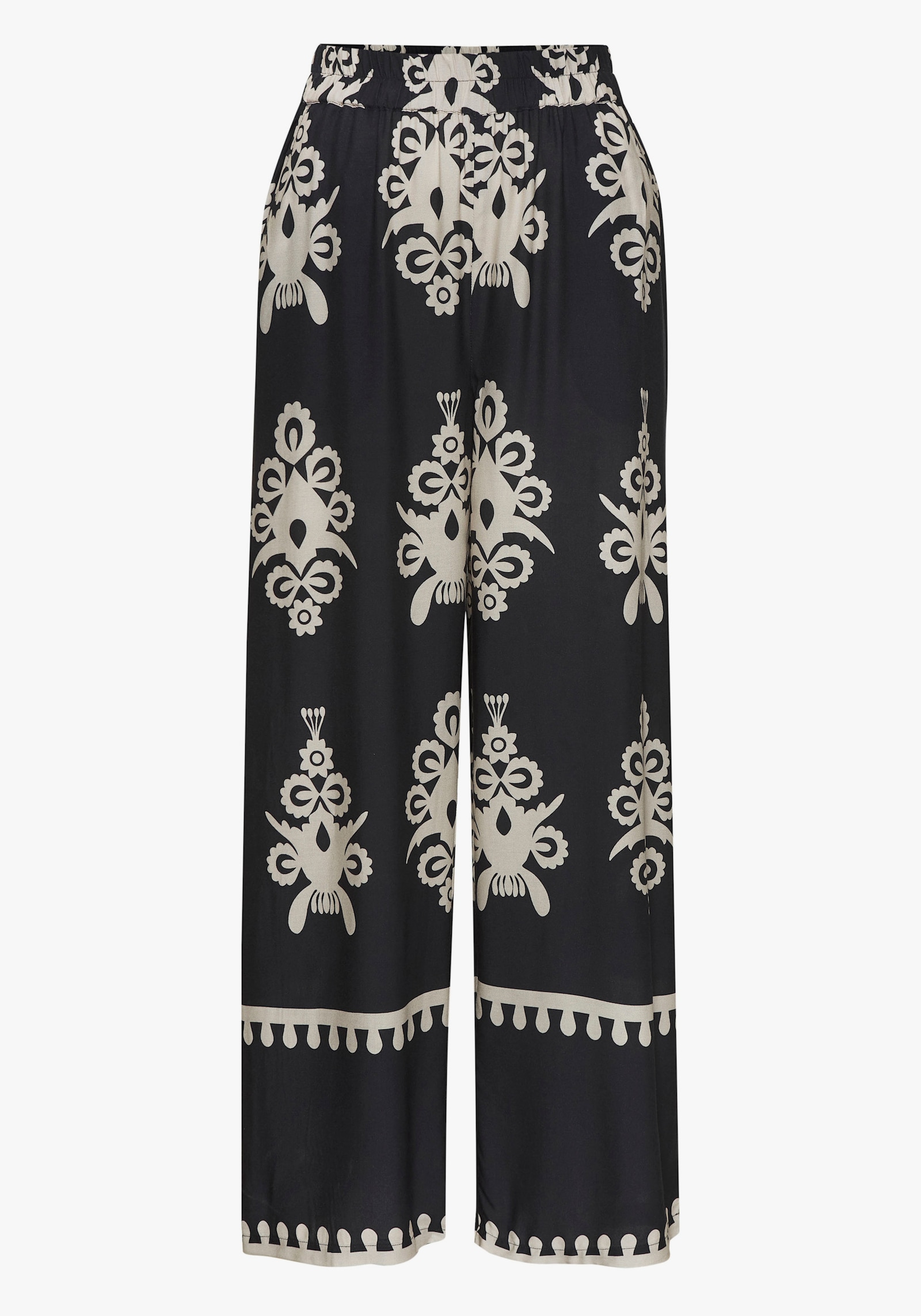 LASCANA Palazzohose - schwarz-sand bedruckt