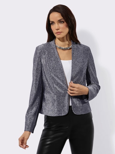 Jerseyblazer mit Schößchen - silberfarben-marine