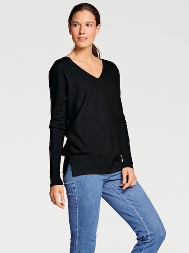 heine Kaschmirpullover mit V-Ausschnitt - schwarz