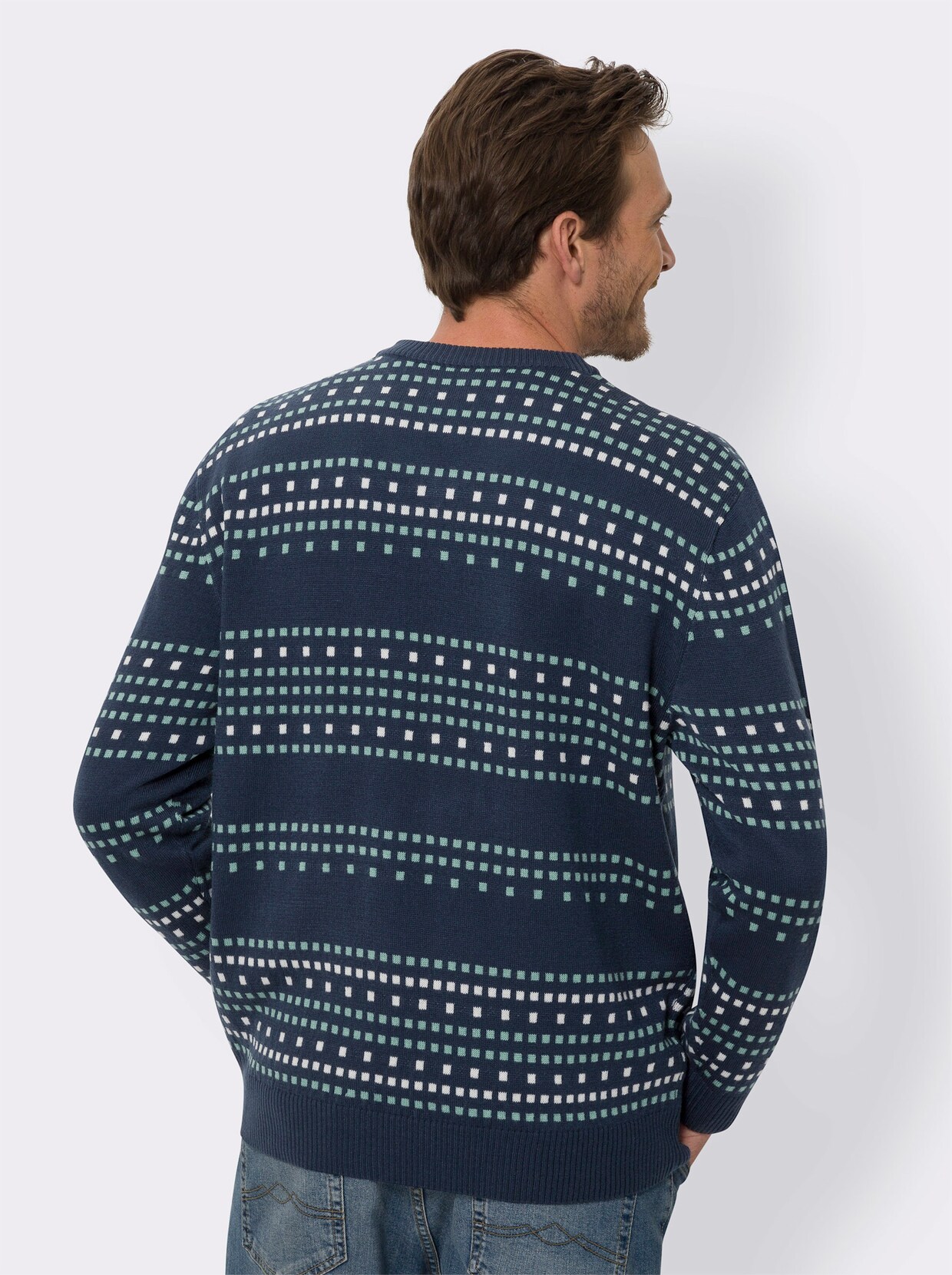 Pullover - donkerblauw gedessineerd