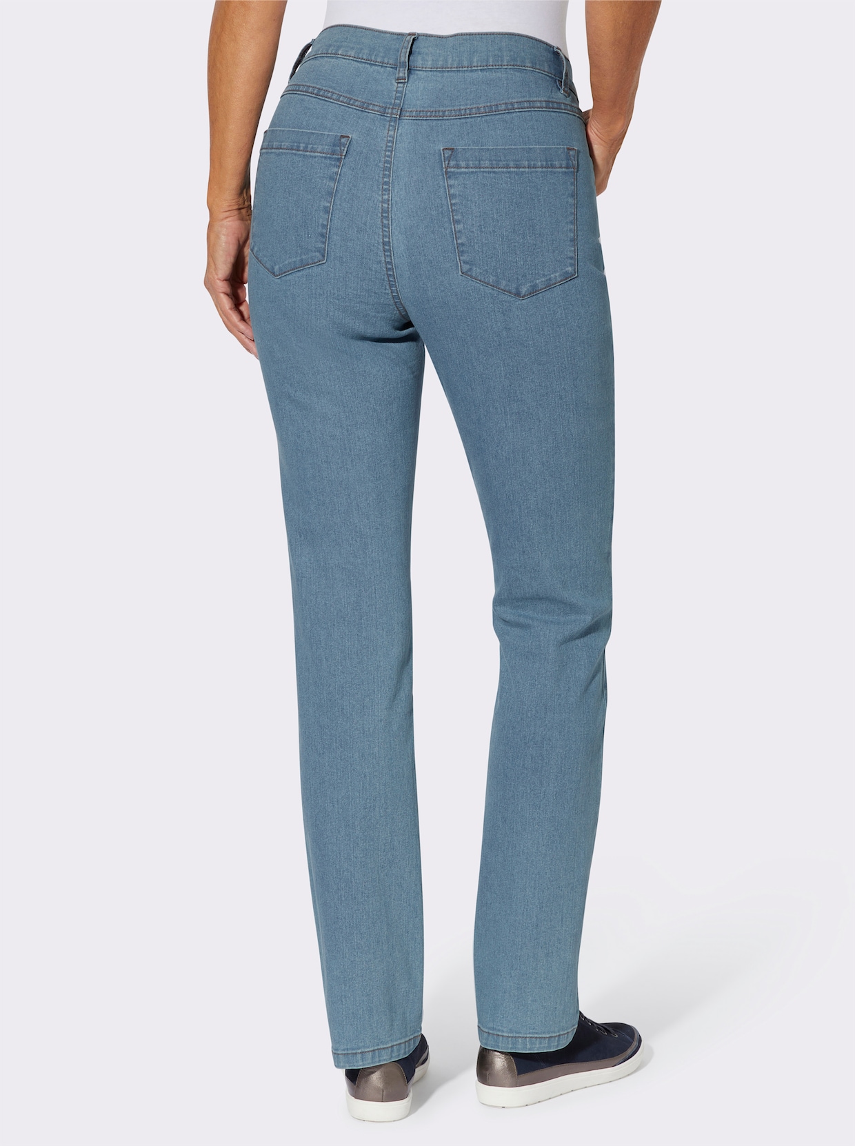 Jeans mit Ziernähten vorne - blue-bleached