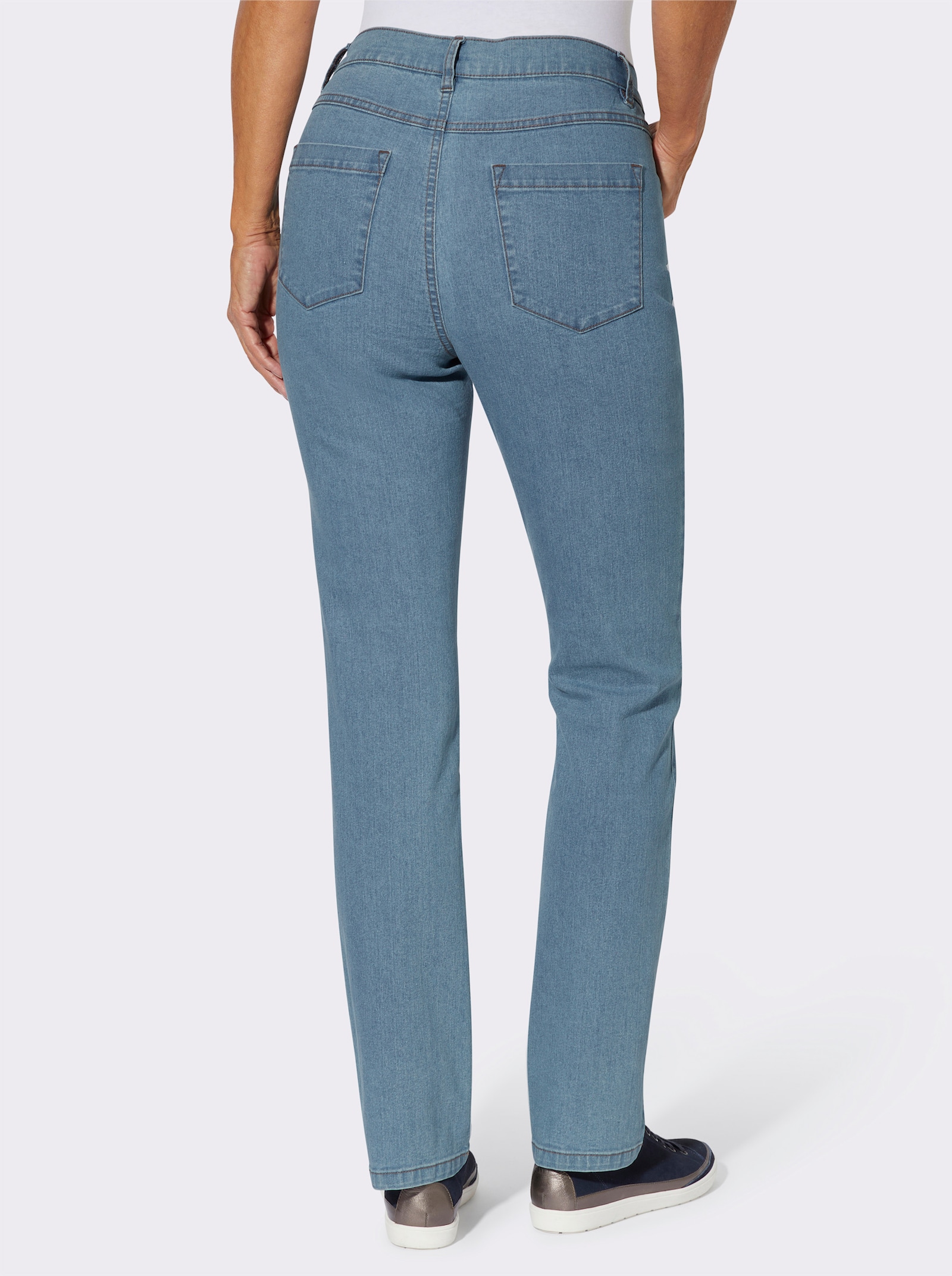 Jeans mit Ziernähten vorne - blue-bleached