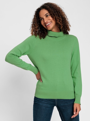 Rollkragenpullover aus Feinstrick - apfel