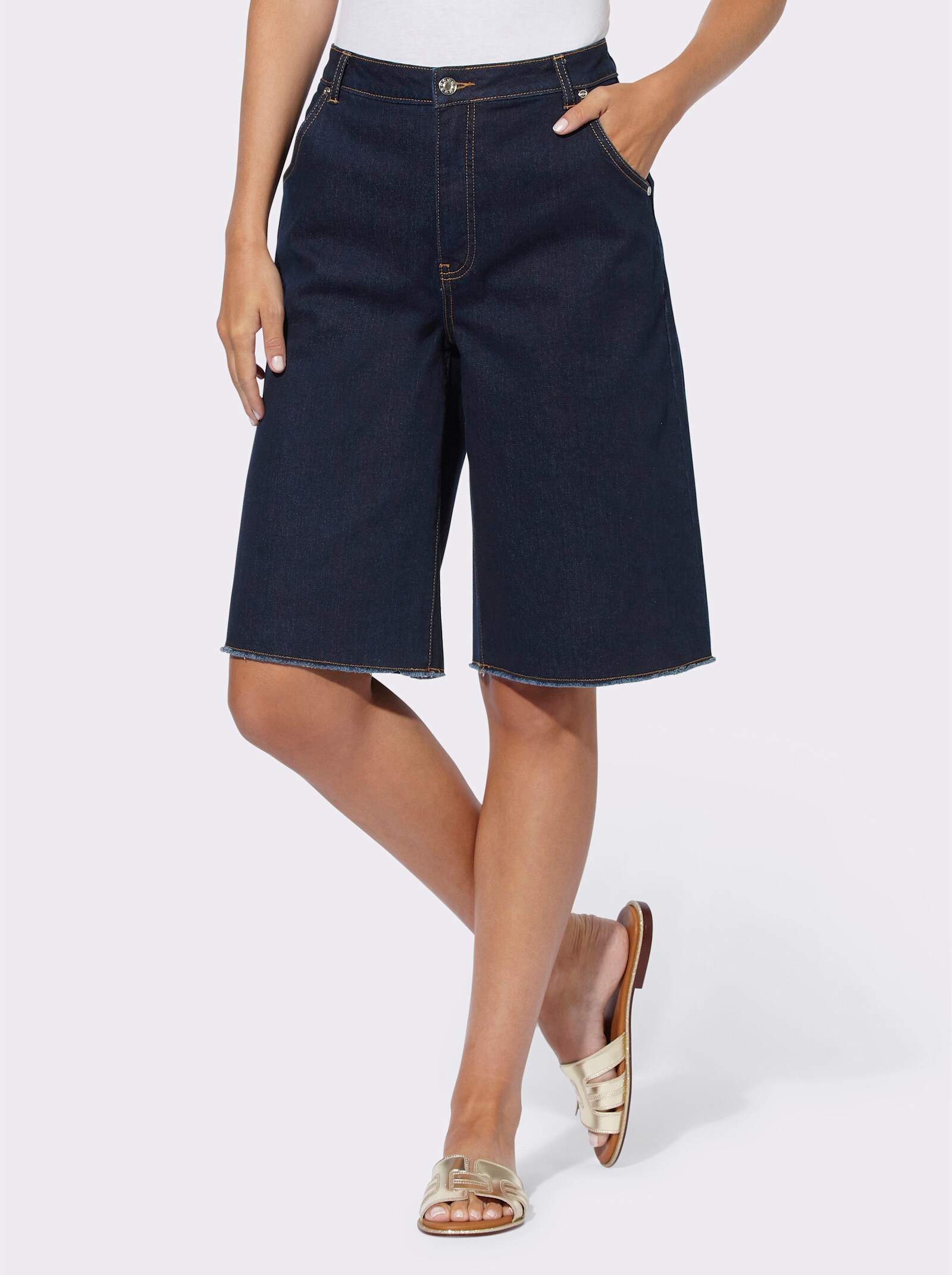 heine Jeansbermudas mit Fransen - dark blue