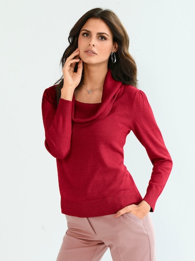 Wasserfallpullover im Baumwoll-Viskose-Mix - rot