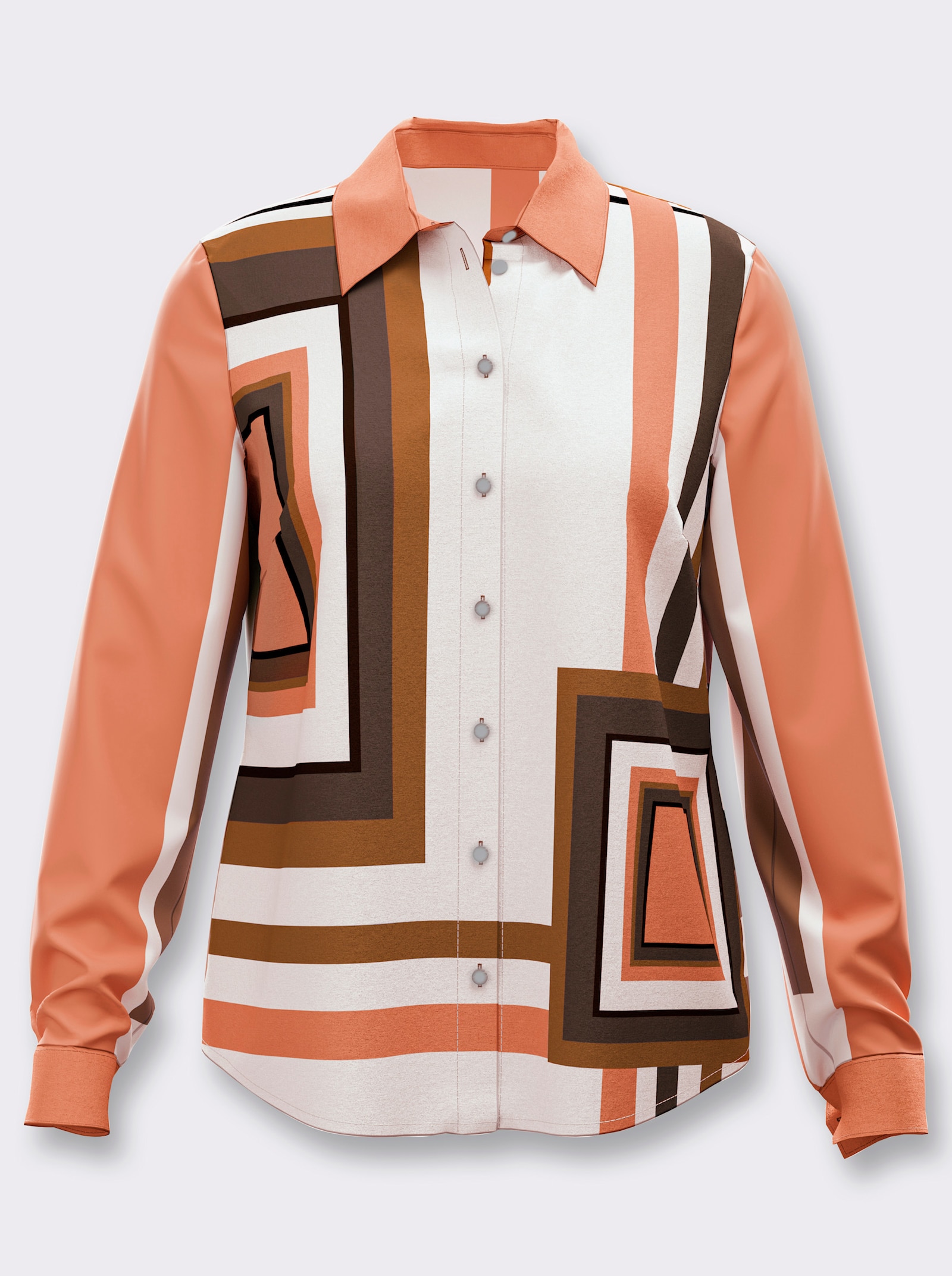 heine Druckbluse mit grafischem Dessin - cognac-schoko-bedruckt