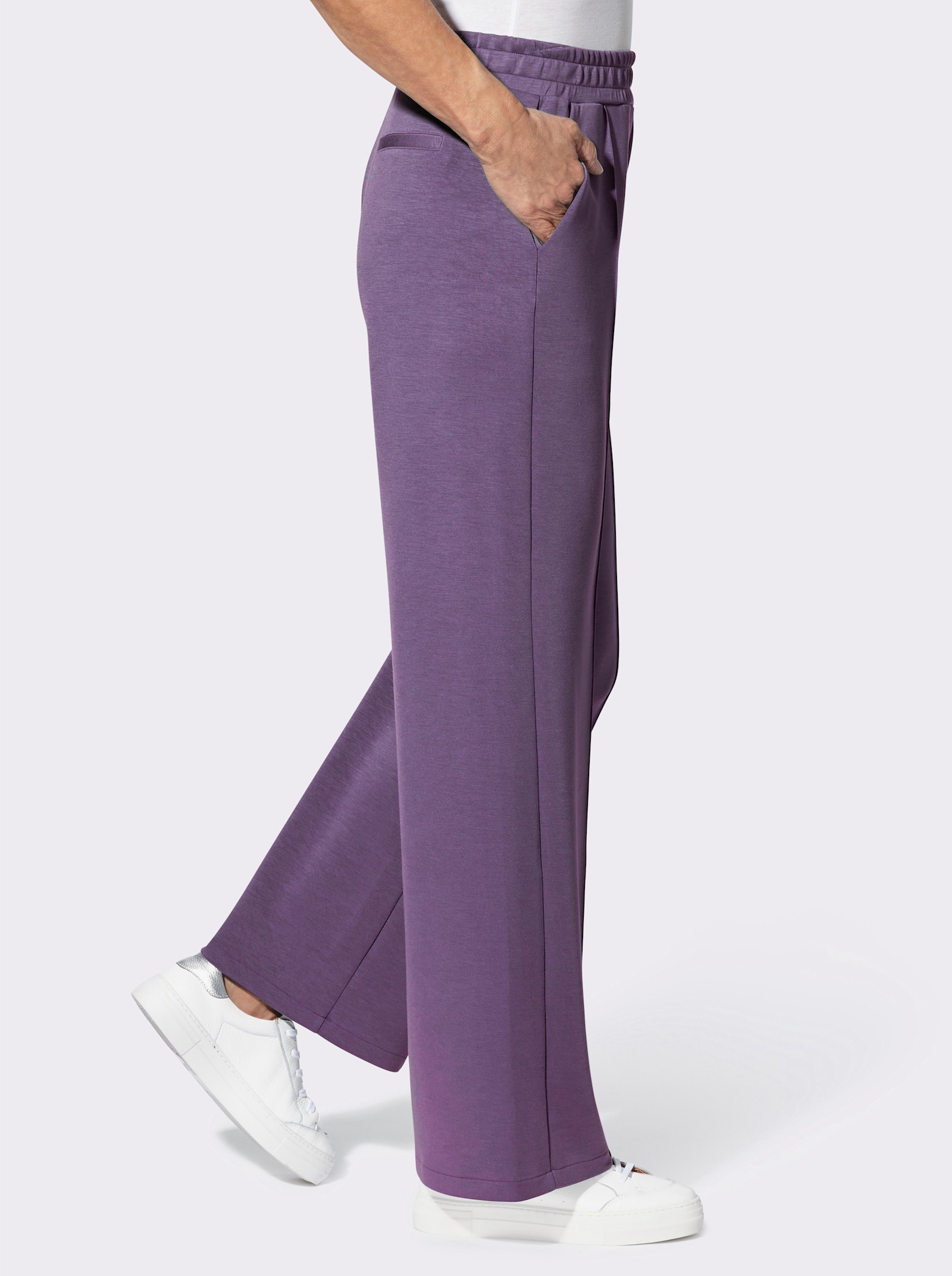 Broek van soepel vallende jersey - vijg