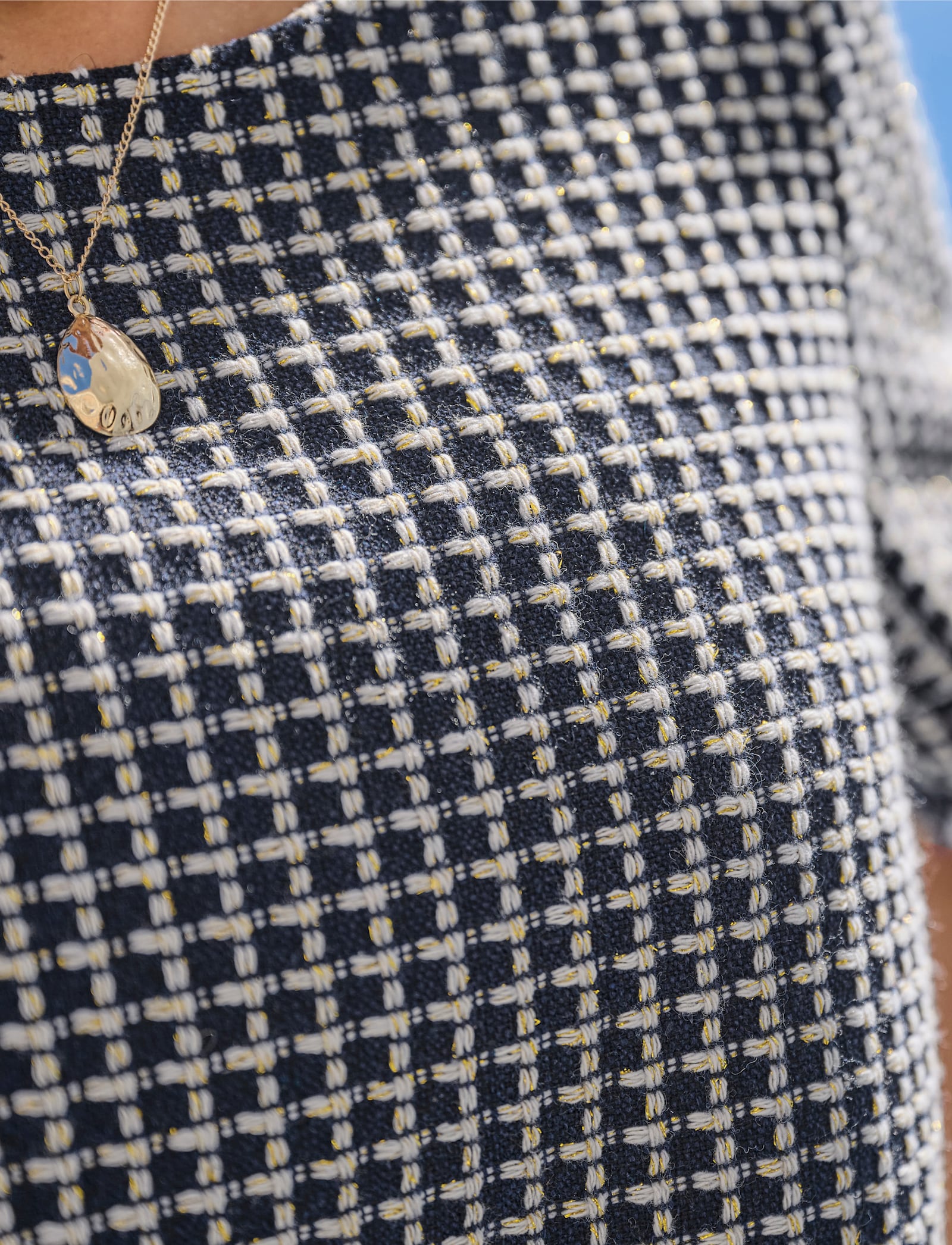 heine Schlupfbluse in Bouclé-Qualität - marine-ecru-gemustert