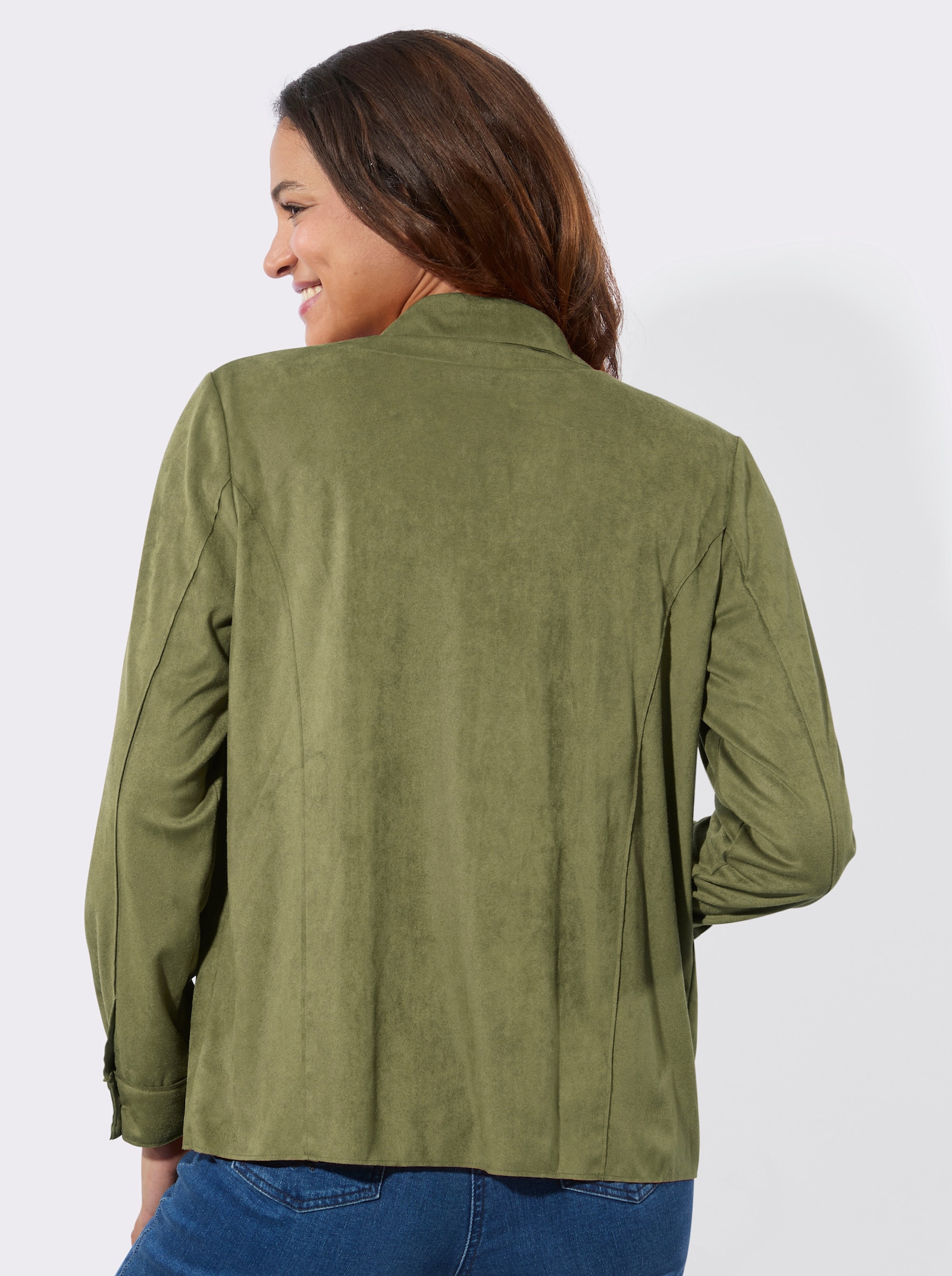 Lederimitat-Blazer mit Schultersattel - schilf