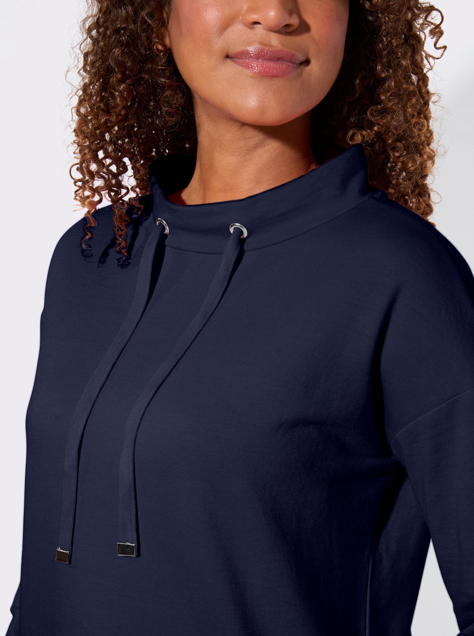 Sweatshirt mit Kordelzug - marine