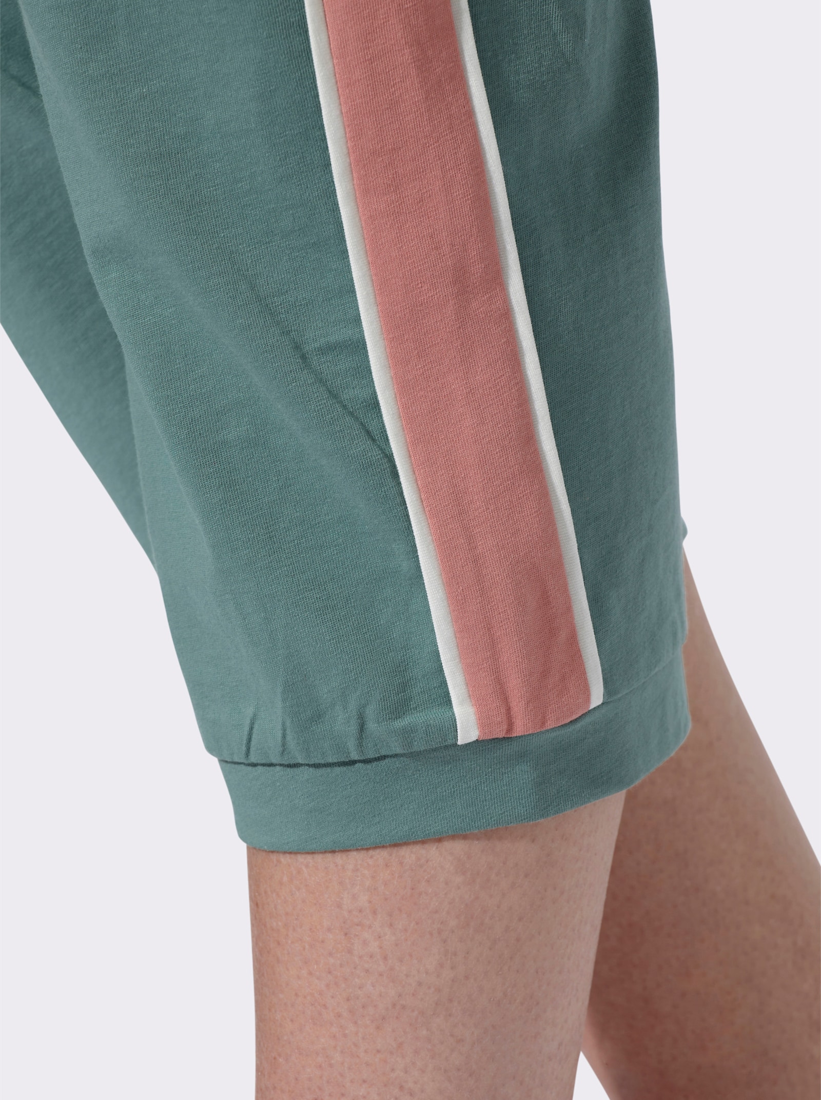 Freizeithose mit Galonstreifen - jade