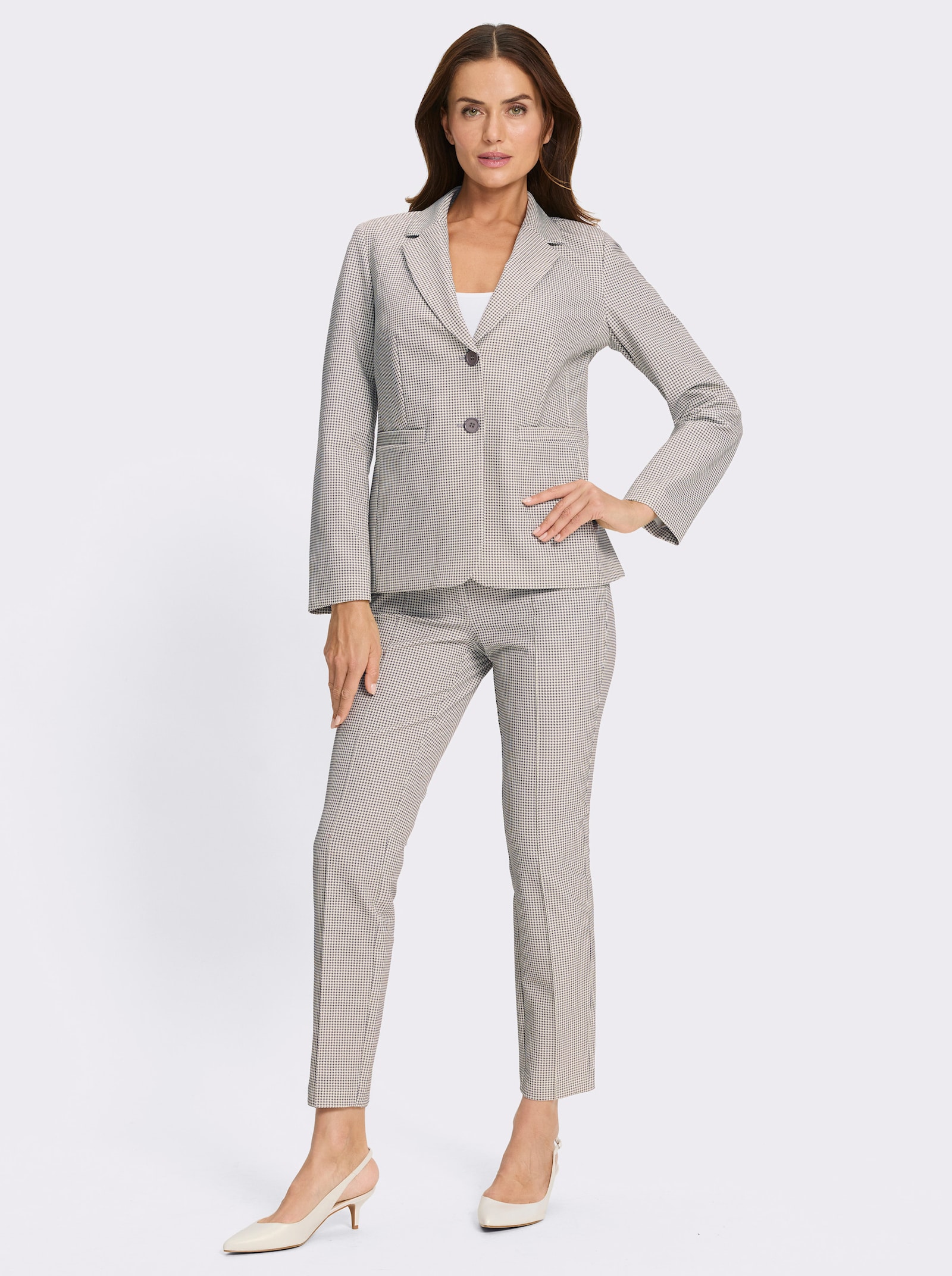 heine Hosenanzug im Pepita-Dessin - ecru-grau Pepita