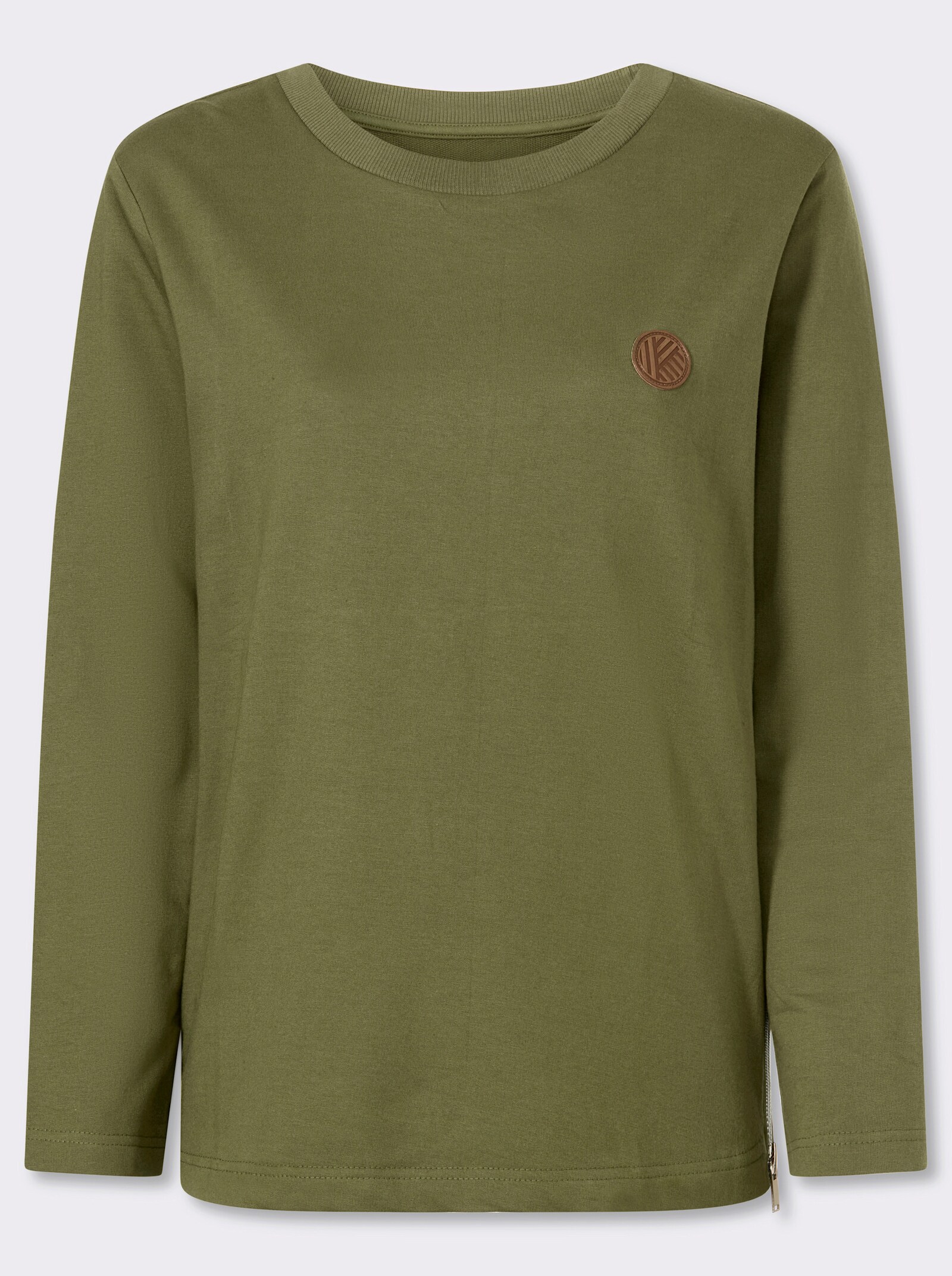 Sweatshirt mit Reißverschlüssen seitlich - oliv