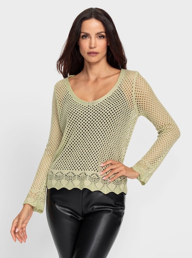 heine Ajourpullover mit Glanzgarn - lindgrün