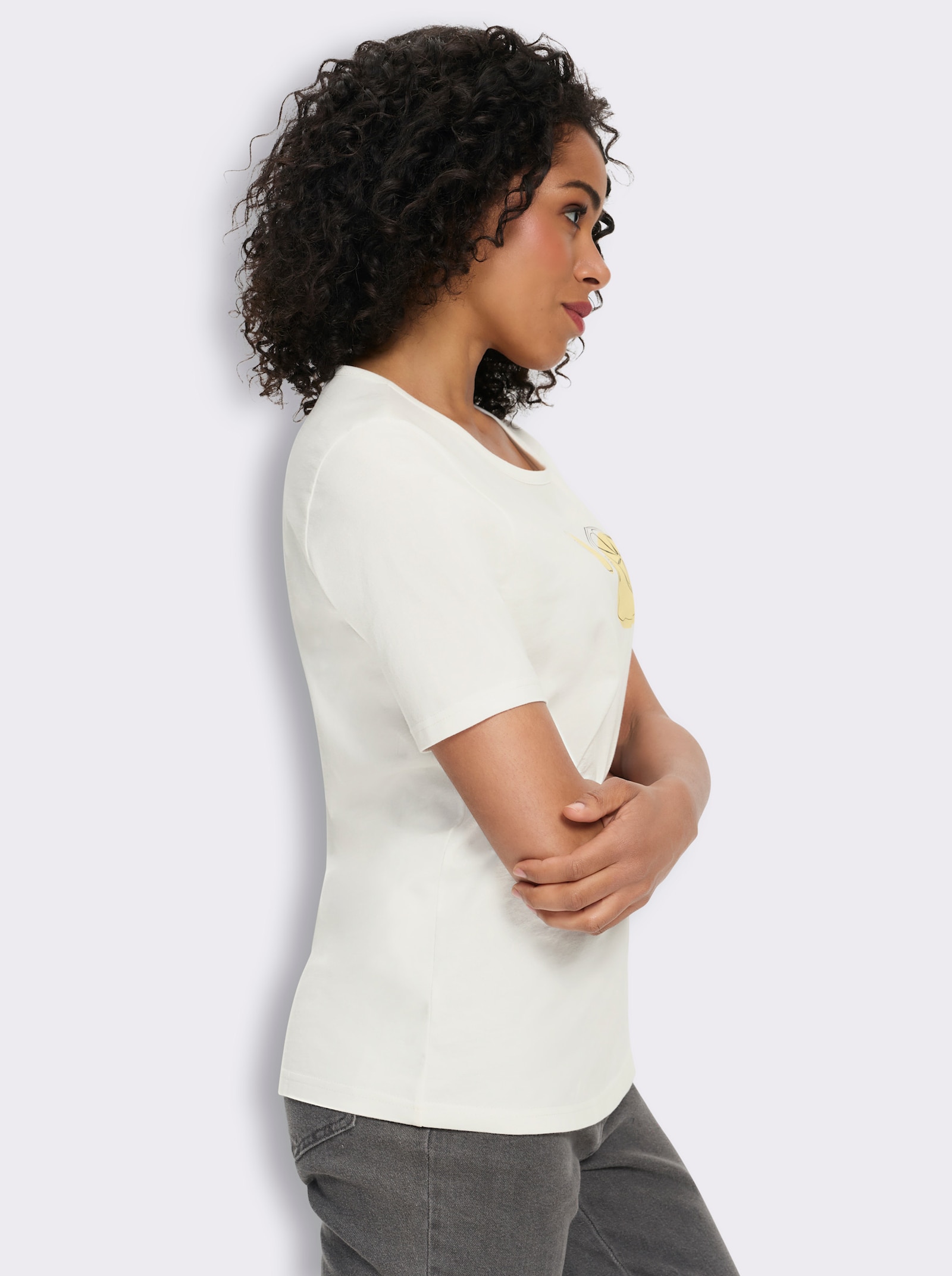 Shirt met ronde hals in set van 2 - citroen + ecru/citroen
