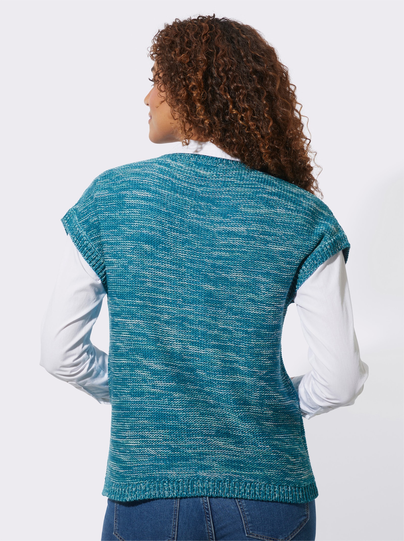 Pullunder in Melange-Optik - petrol-meliert