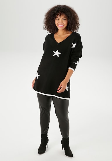 Aniston PLUS Strickpullover - schwarz-weiß