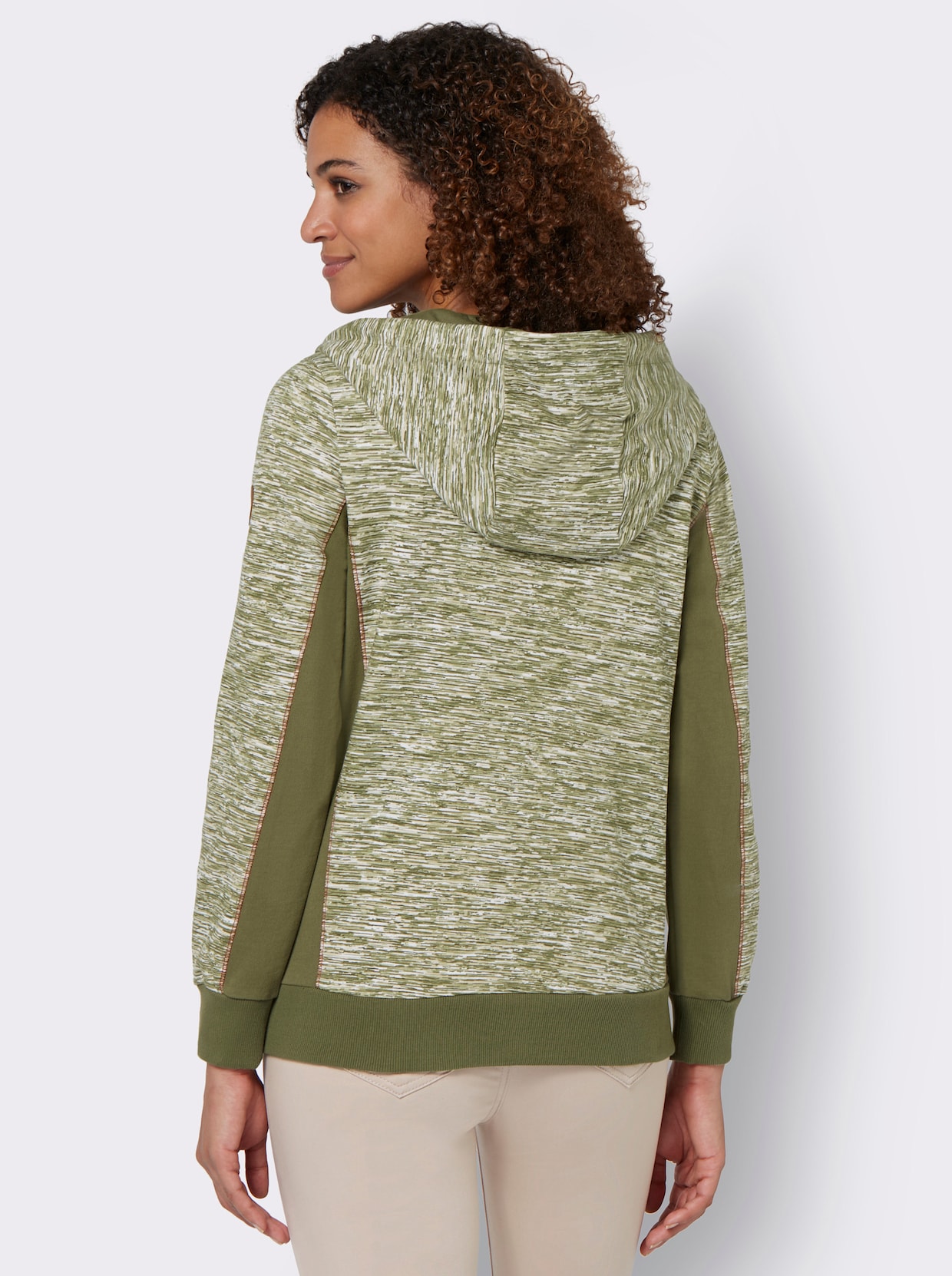 Shirtjacke - olive-weiss-meliert