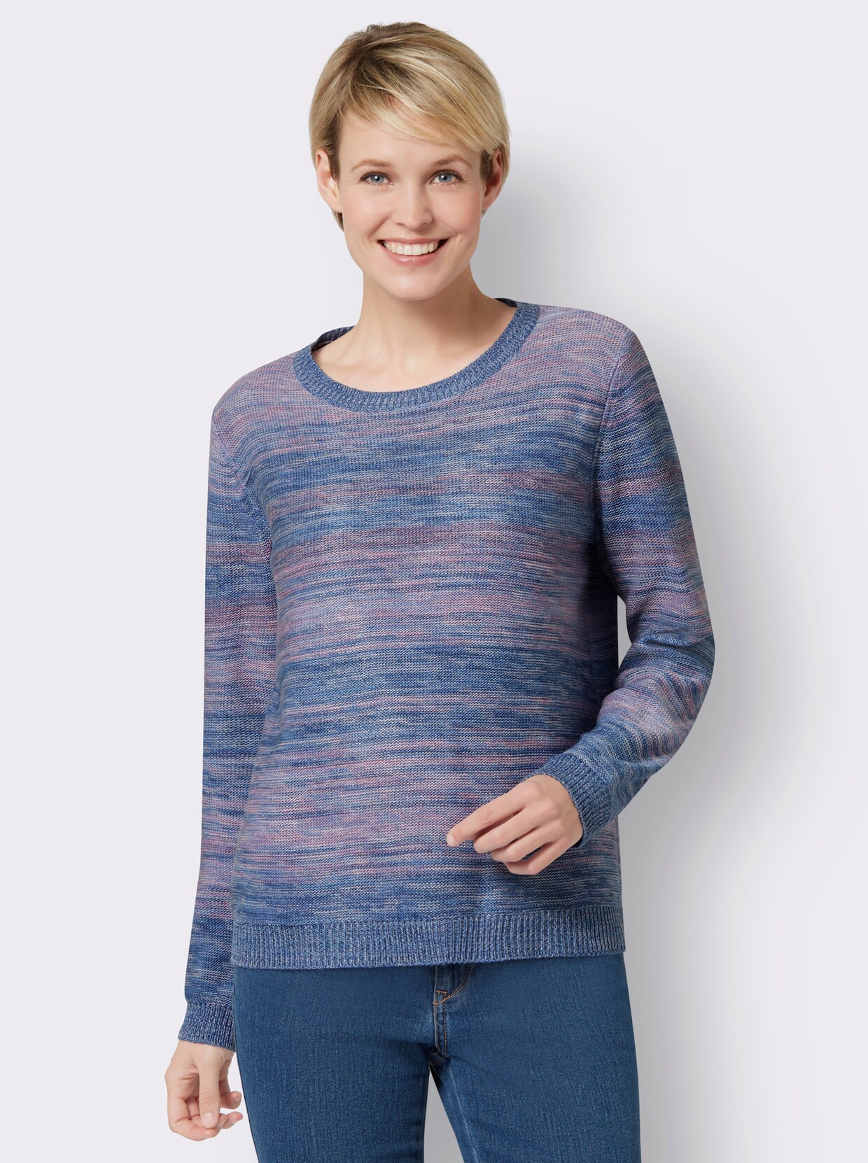 Pullover - altrosa-jeansblau-meliert