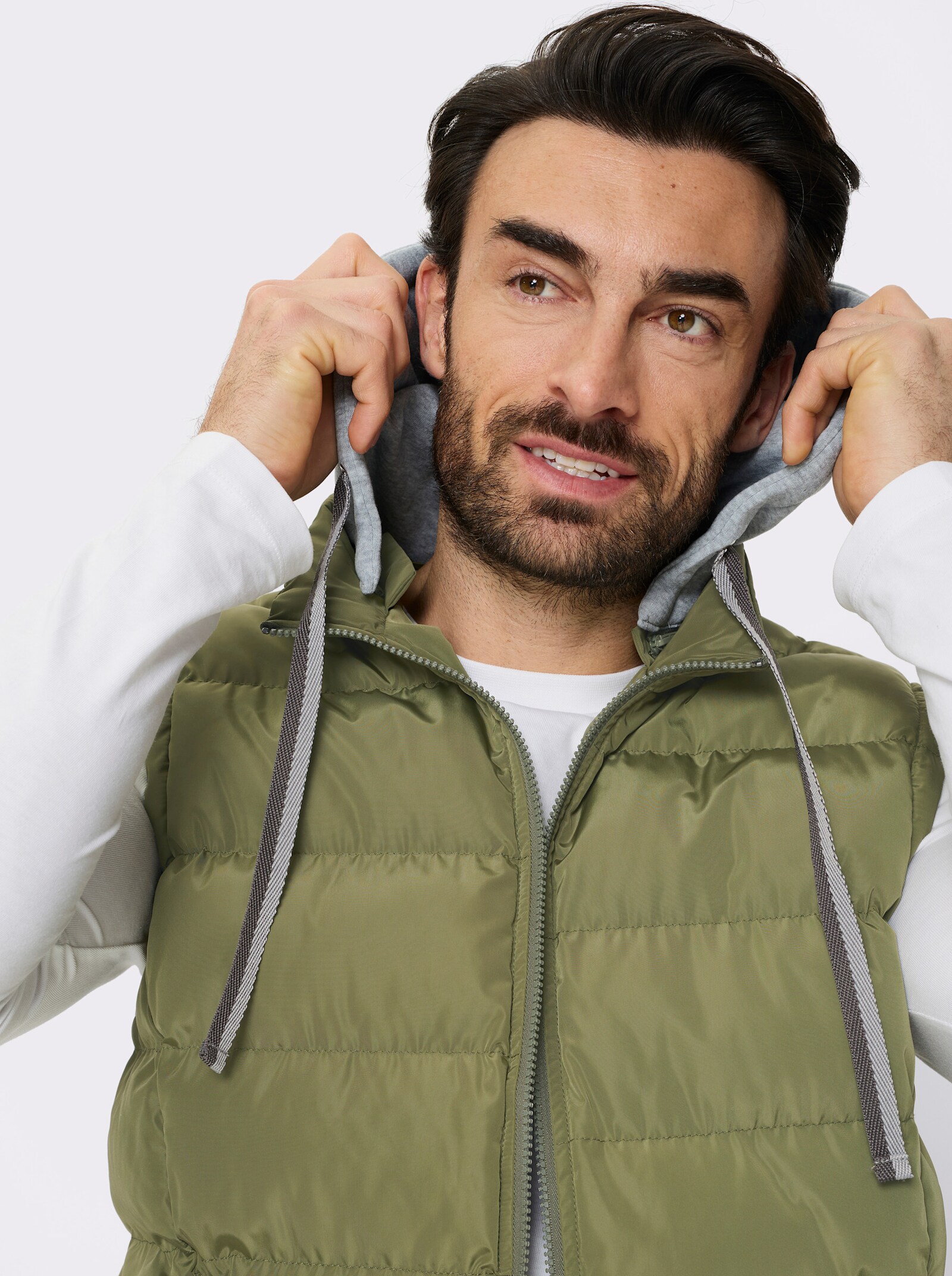 Marco Donati Steppweste mit Kapuze, abtrennbar - oliv
