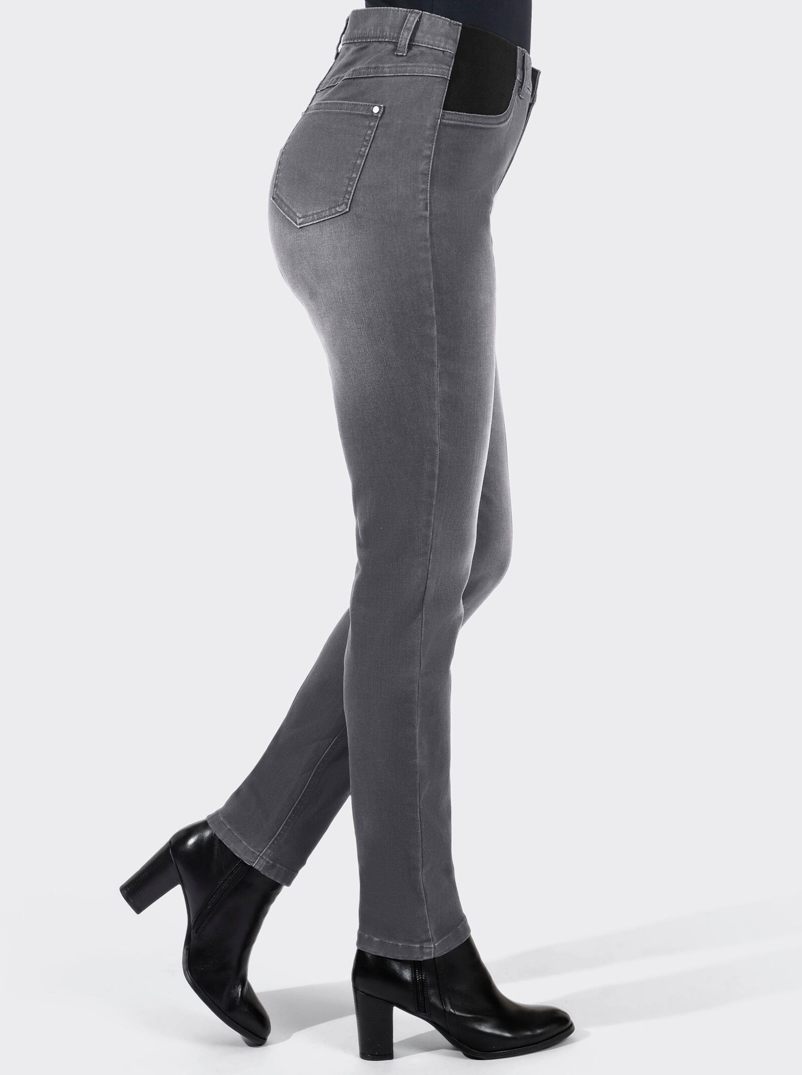 Jeans met stretchinzetten - grey-denim
