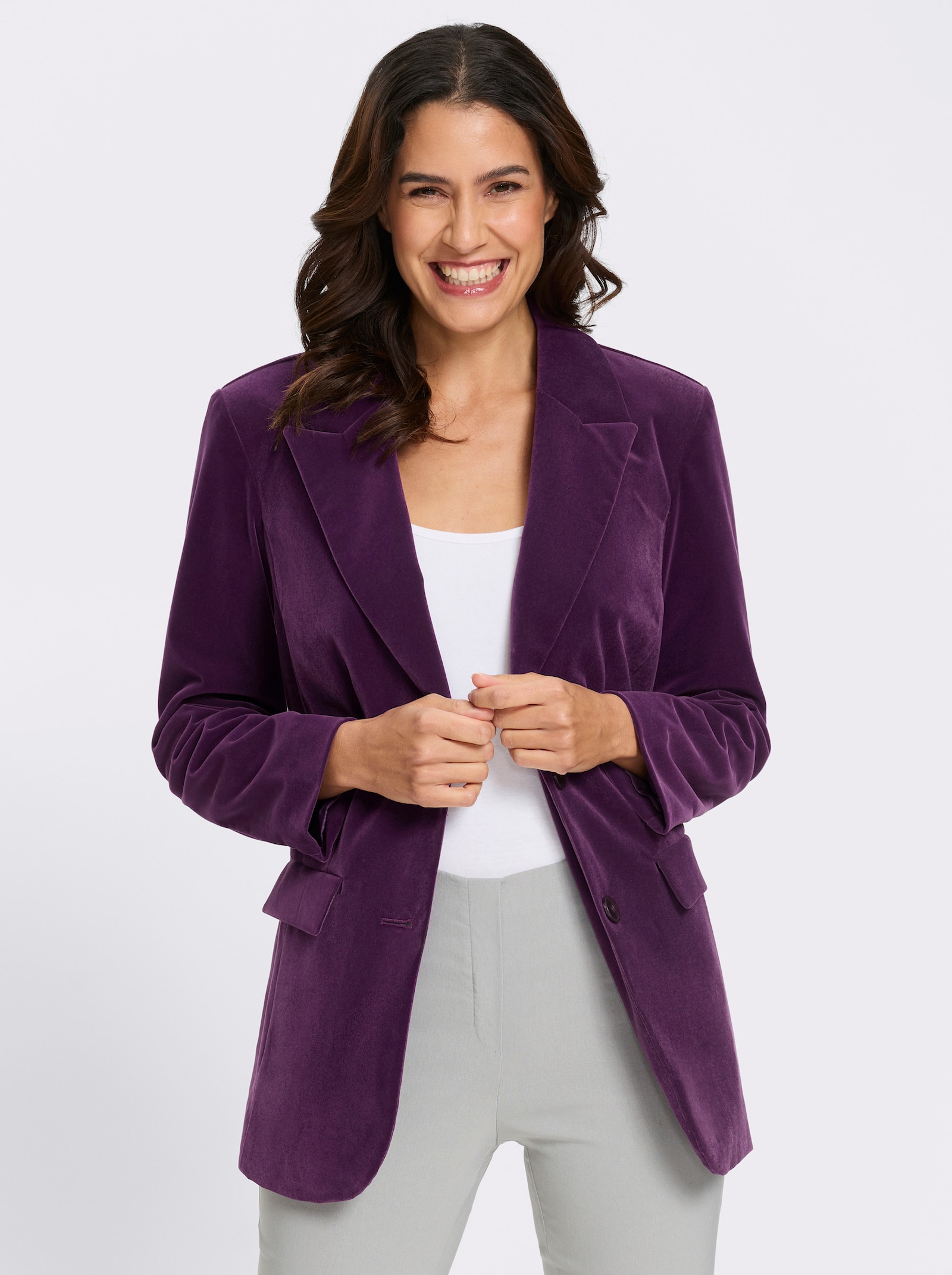 Samtblazer mit spitzem Revers - traube