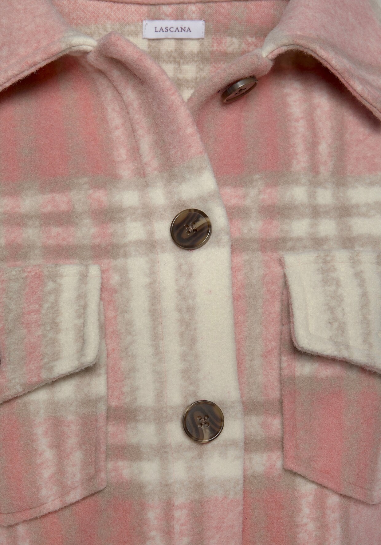 LASCANA Hemdjacke - creme-apricot-kariert