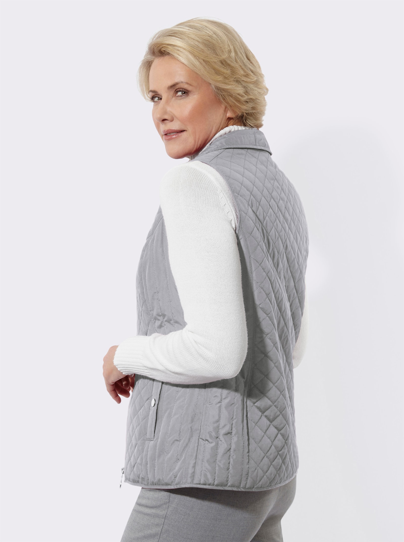 Steppweste mit 2 Taschen - steingrau