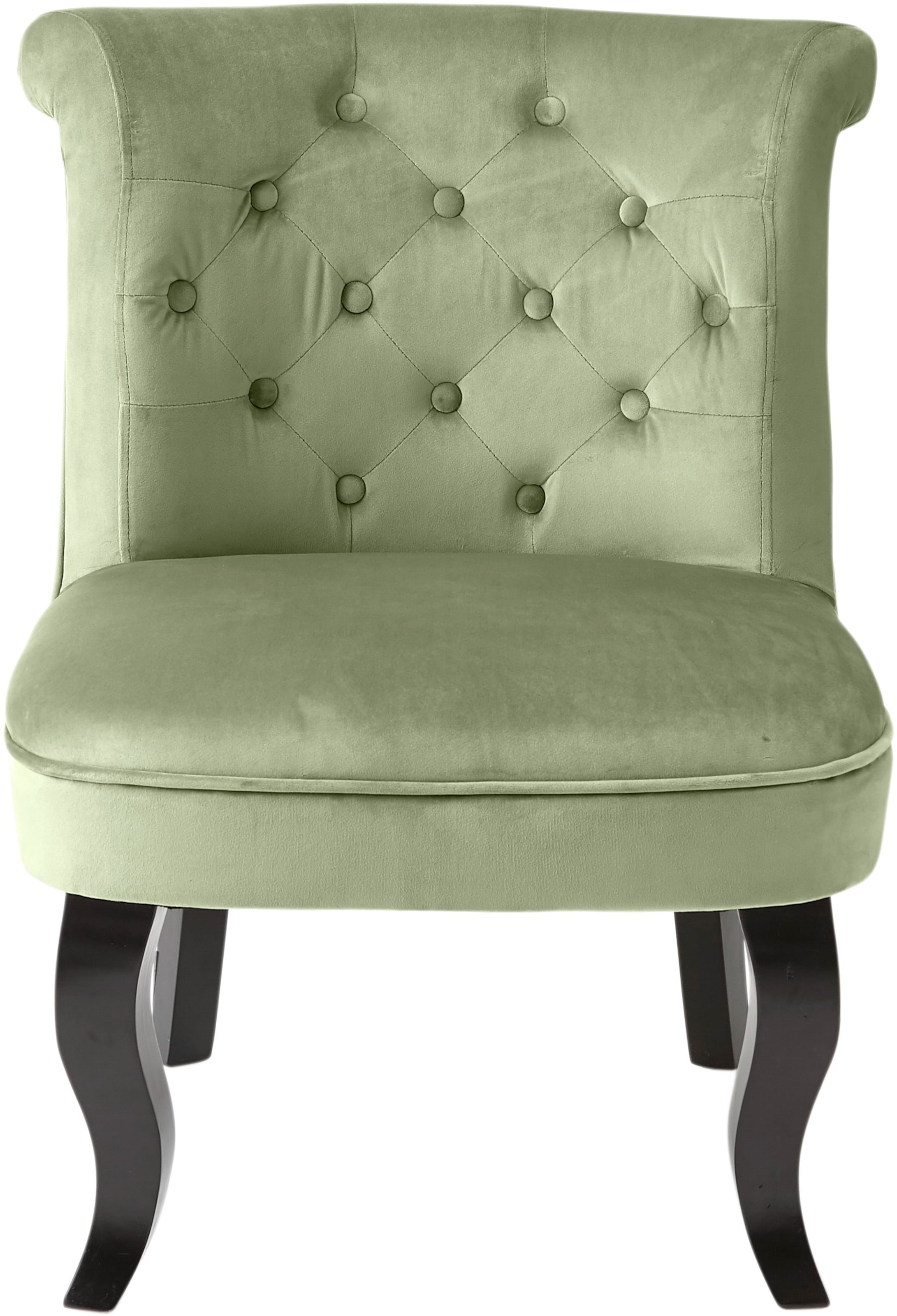 Bezug auf günstig Kaufen-Sessel in grün von heine. Sessel in grün von heine <![CDATA[Sessel Ein Lieblingsstück für Ihr Zuhause. Bezug in Samtoptik. Fester Schaumstoffkern auf Gurtband. Mit Kederheftung, Knopfheftung und Ziersteppung. Vordere Füße in geschwungener Fo