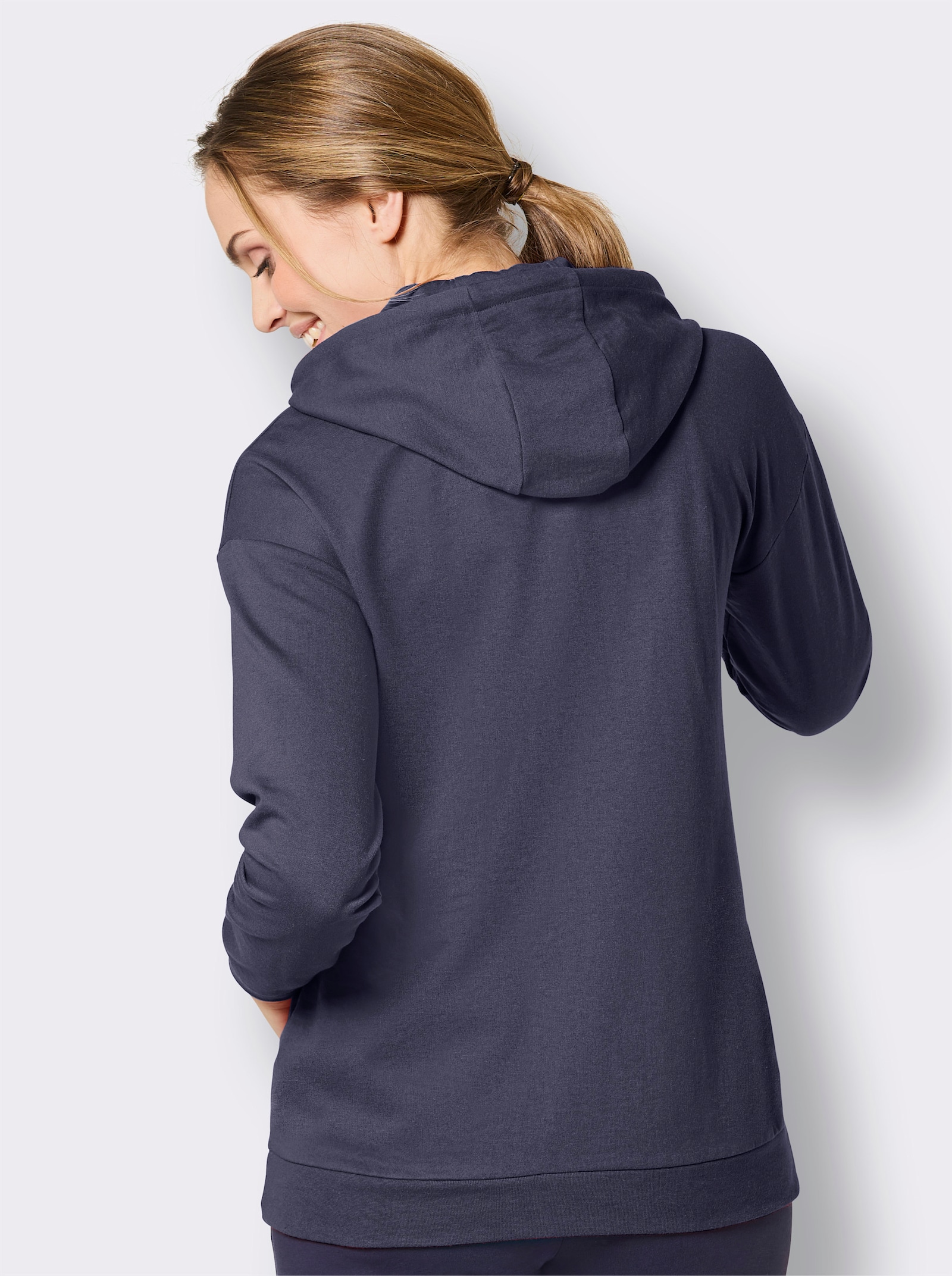 feel good Sweatjacke mit Reißverschluss - marine-weiß