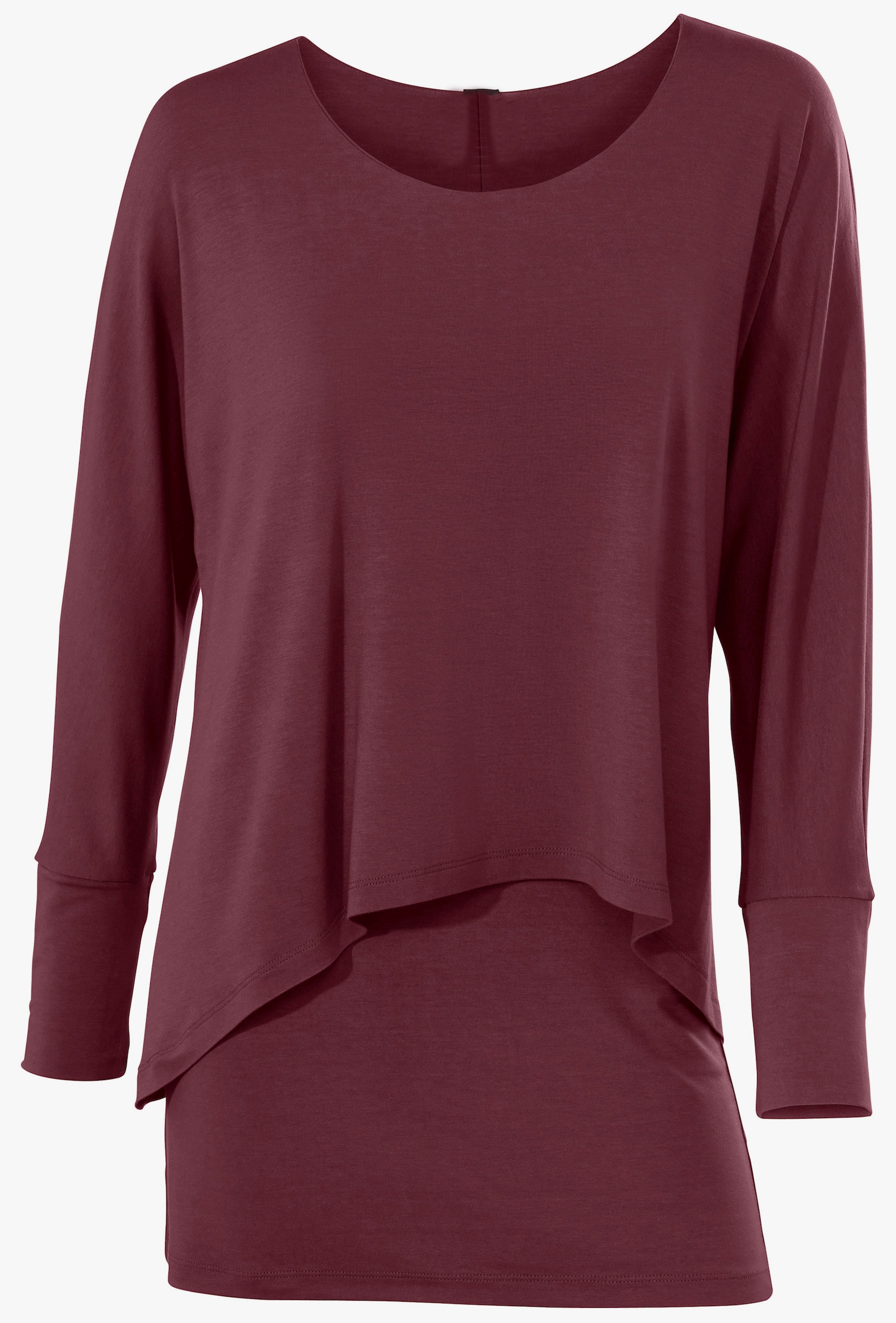 heine Shirt met ronde hals en vleermuismouwen - bordeaux