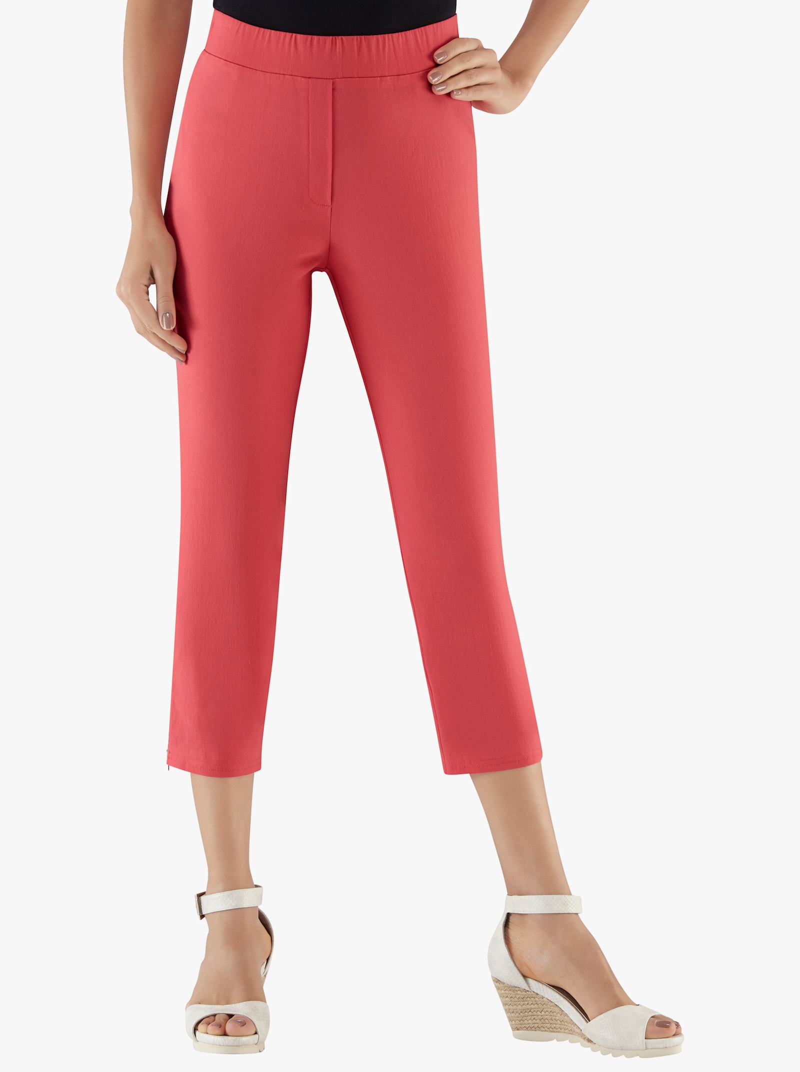 Adelina by Scheiter 7/8-broek van bengaline - koraalrood