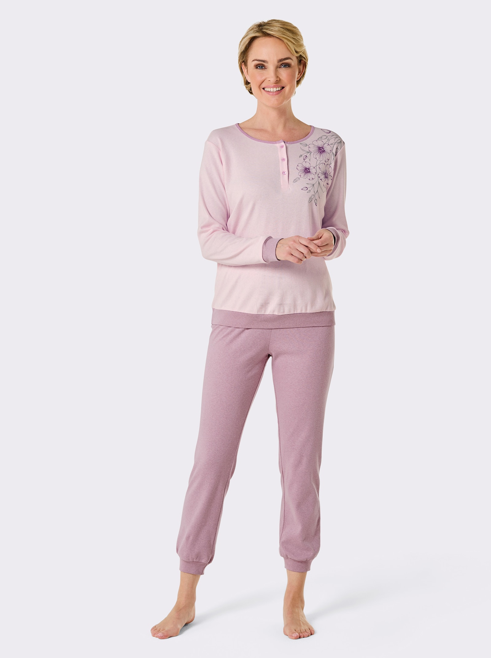 wäschepur Pyjama - lichtroze/mauve bedrukt