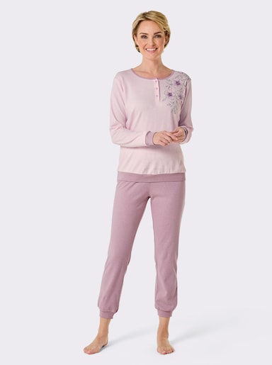 wäschepur Schlafanzug - hellrosé-mauve-bedruckt