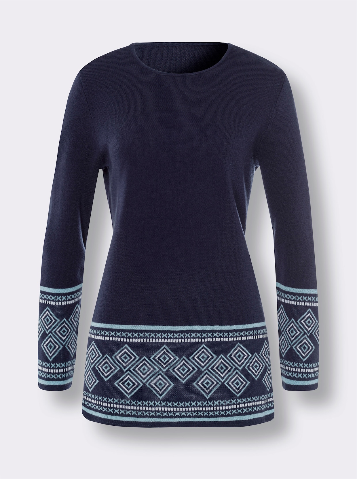 Longpullover - marine-himmelblau
