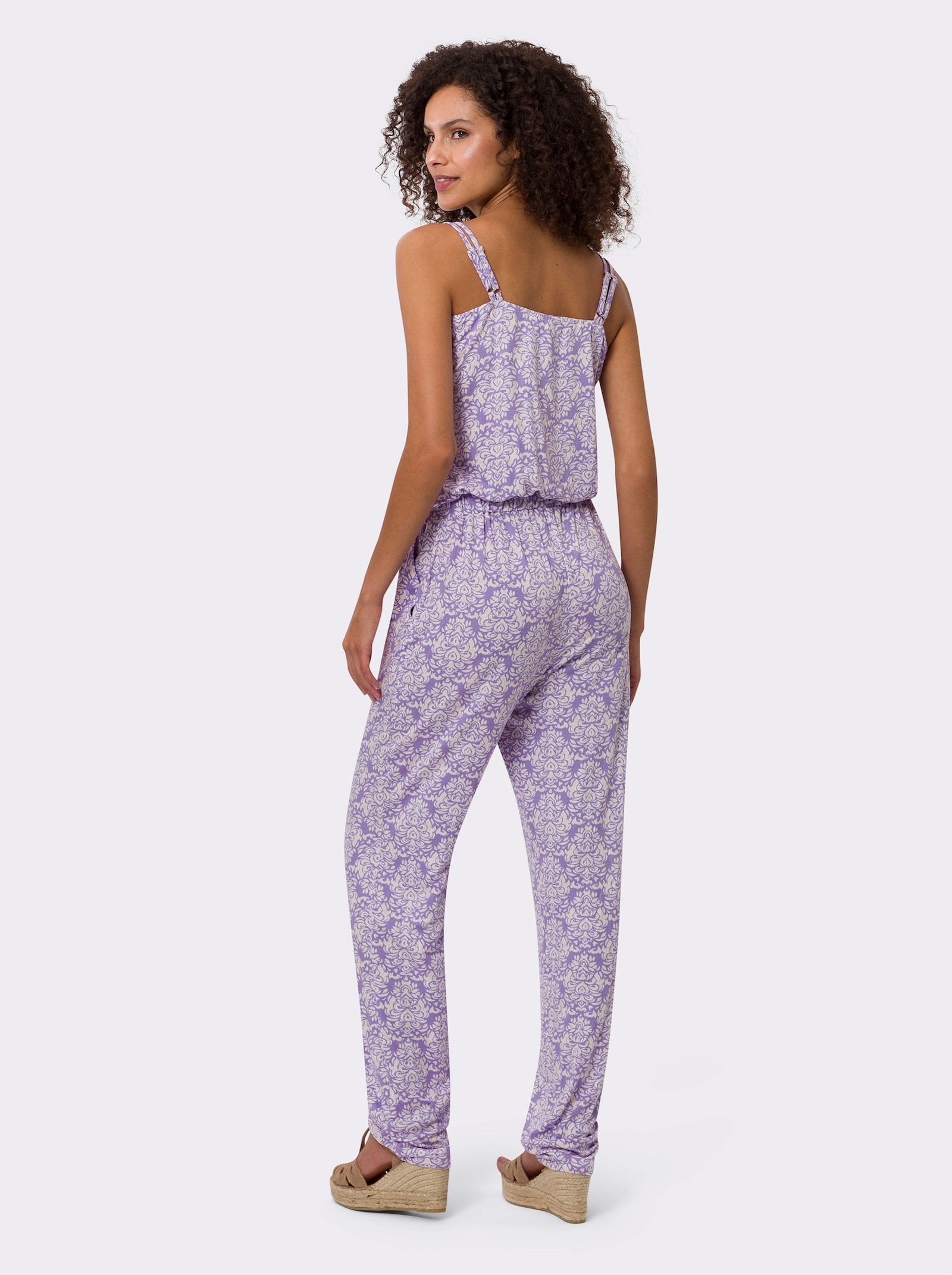 heine Jumpsuit mit Spaghettiträgern - lavendel-ecru-bedruckt