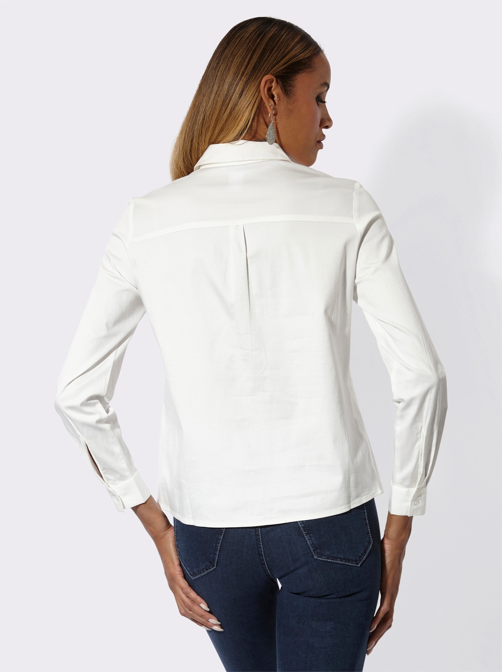 Baumwollbluse mit Glitzersteinchen - ecru