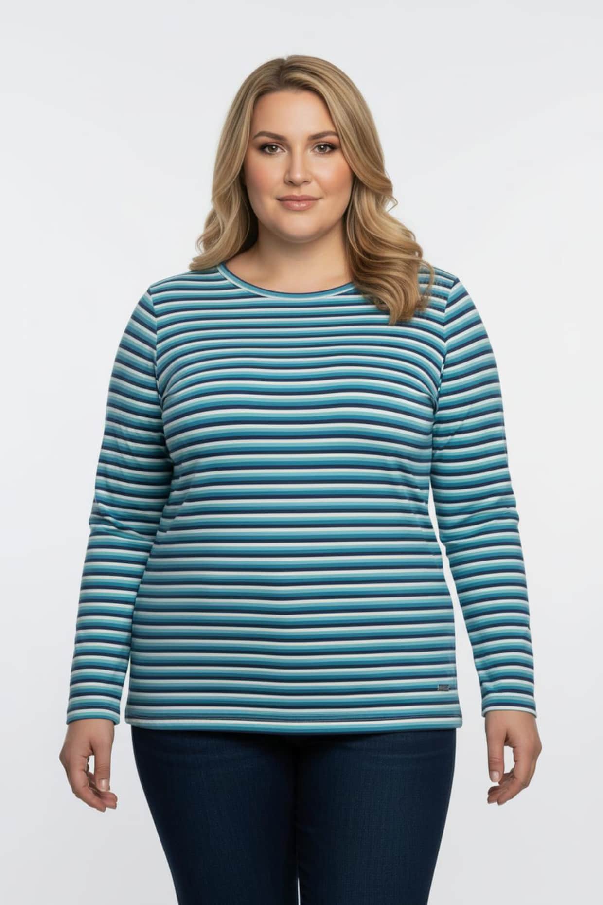 Langarmshirt im Ringel-Dessin - topas-marine-geringelt