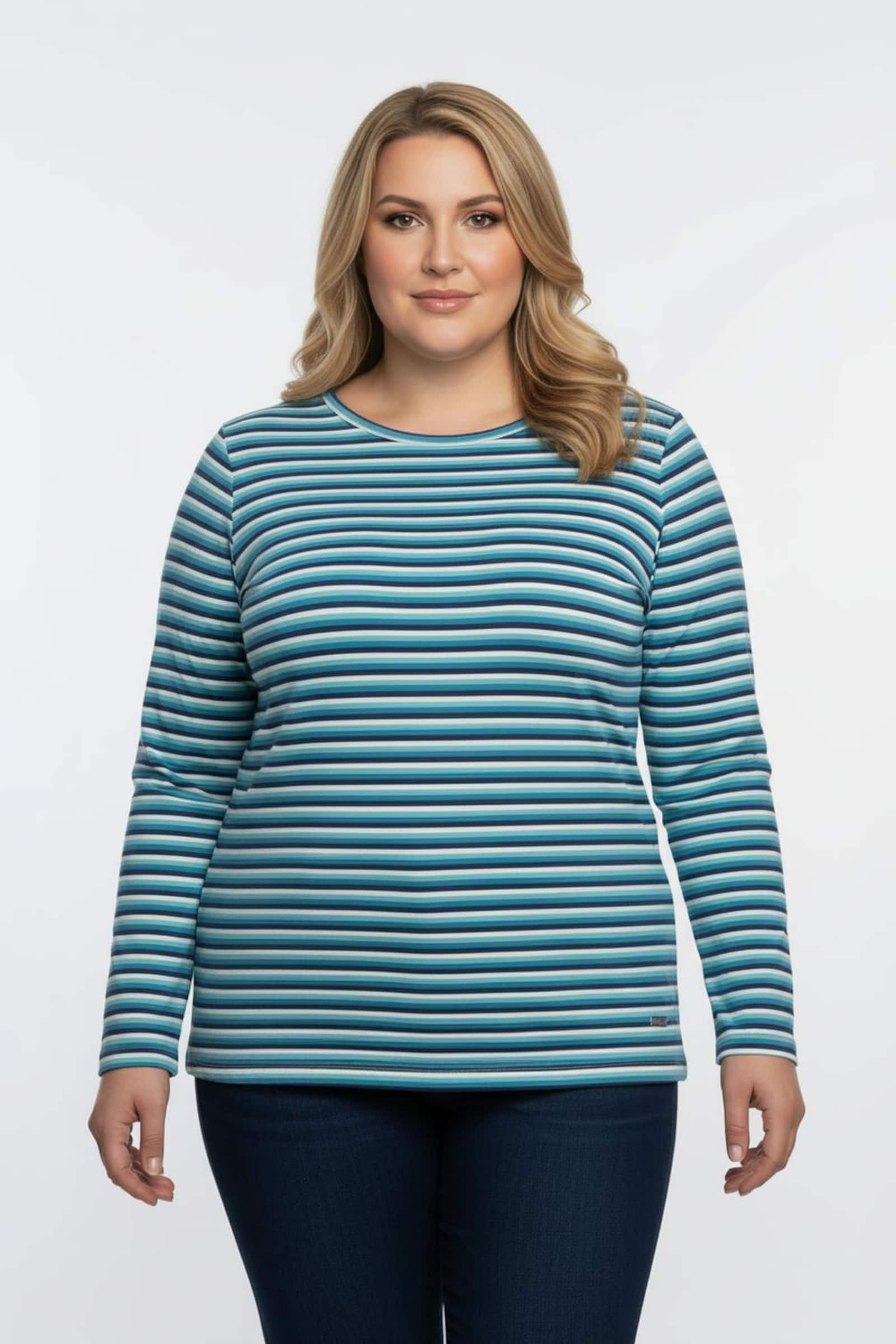 Langarmshirt im Ringel-Dessin - topas-marine-geringelt