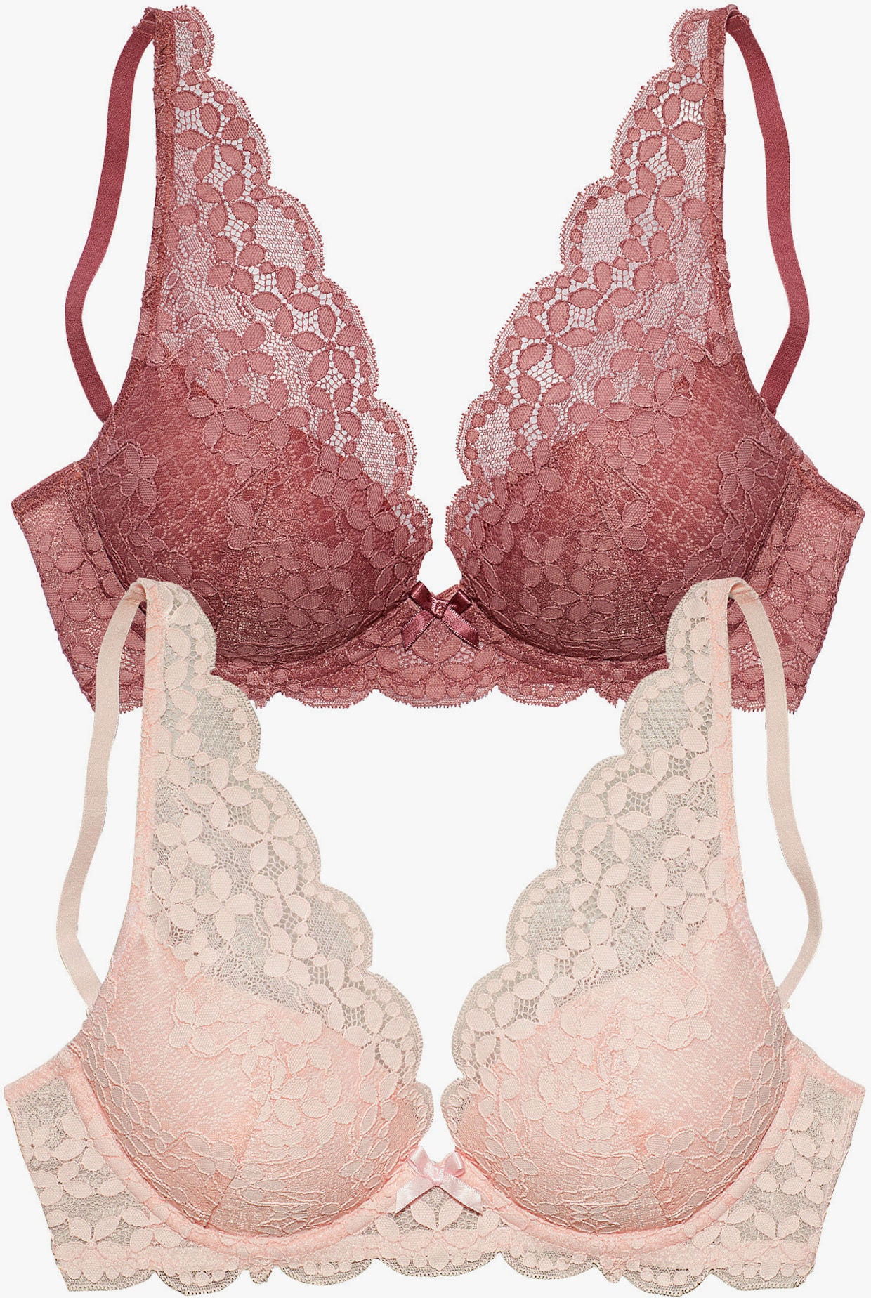 petite fleur Push-up-BH - rosenholz+rose