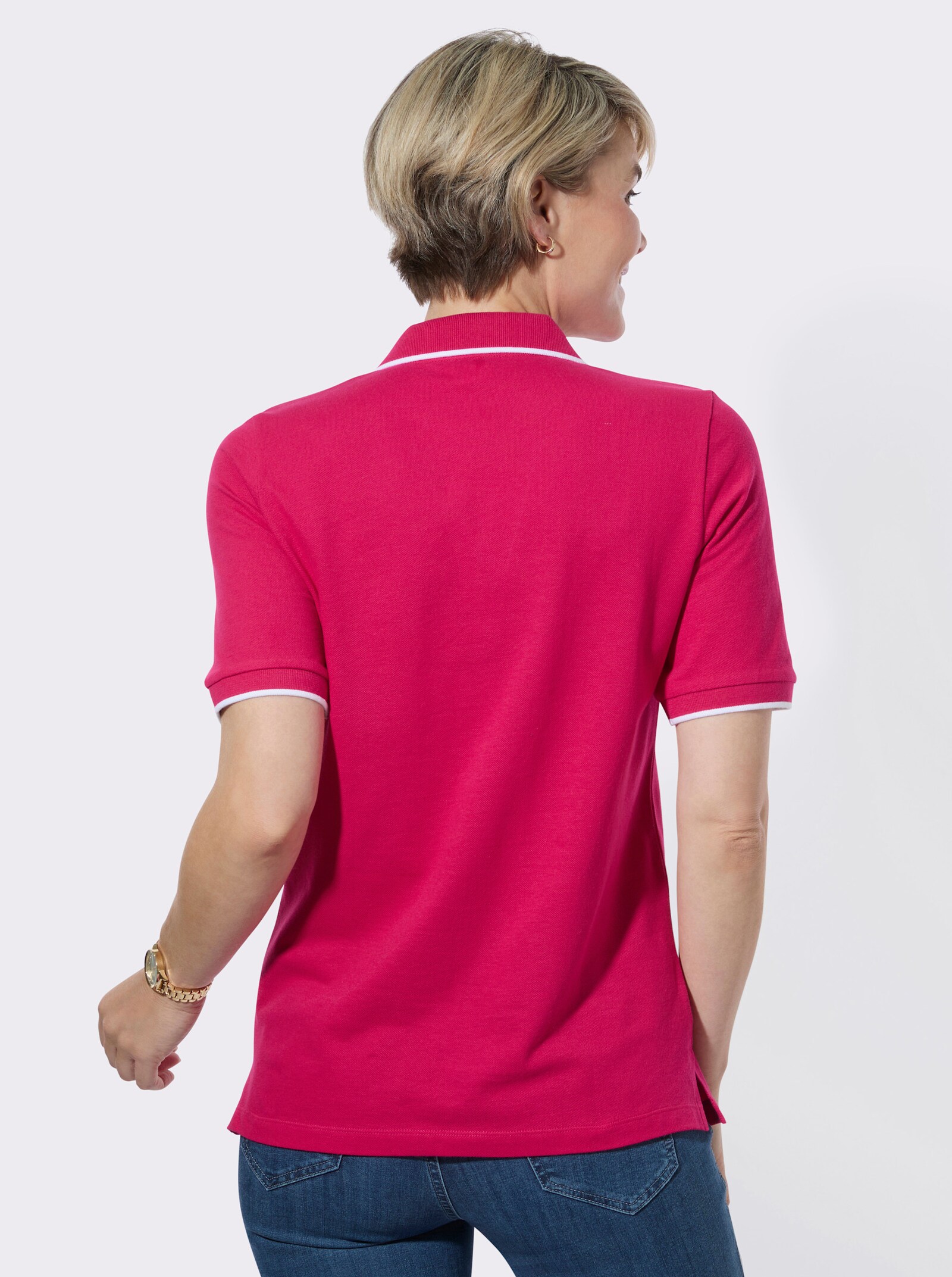 Poloshirt mit Kontrastdetails - pink