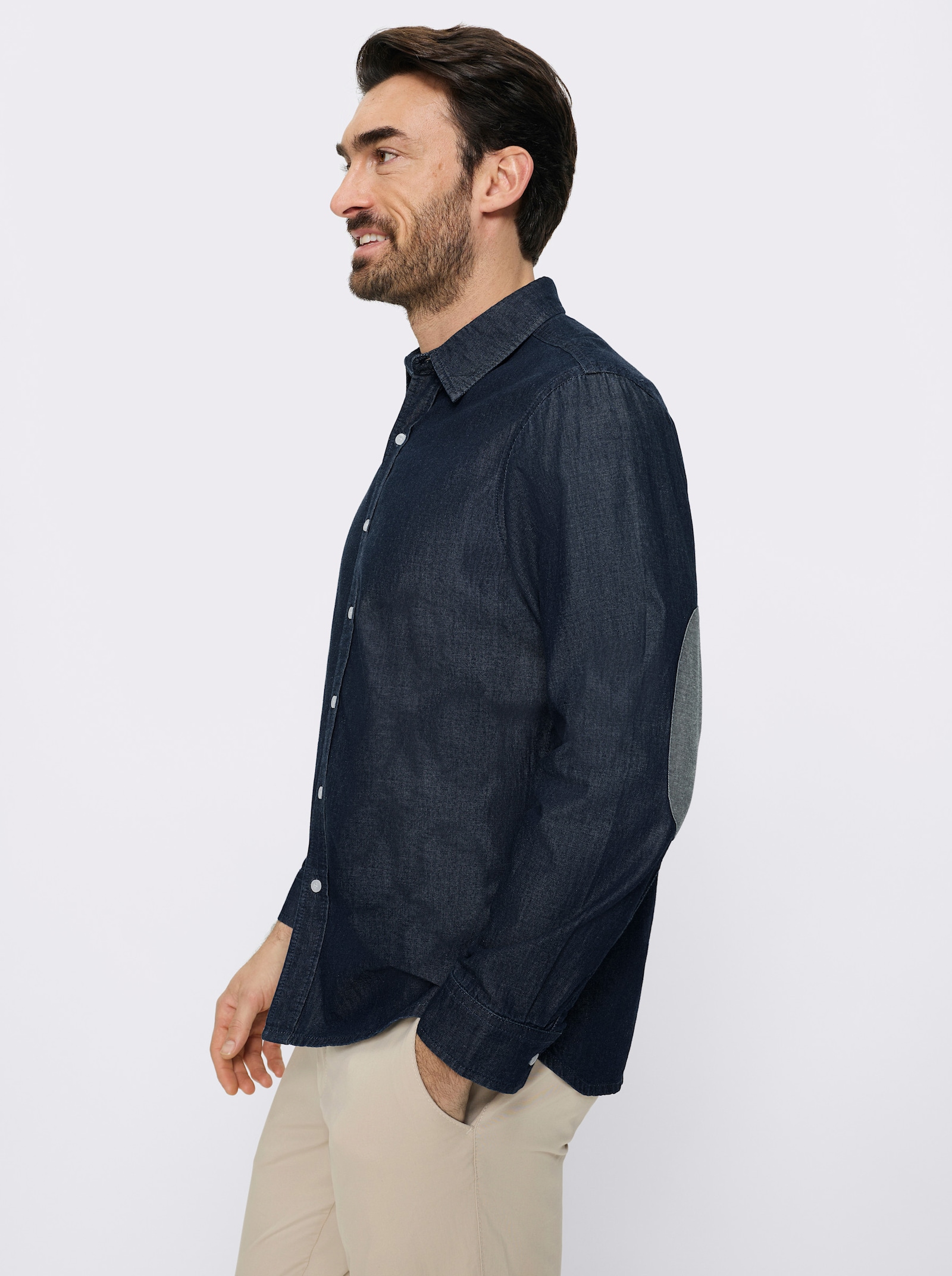 Catamaran Jeanshemd mit Ellenbogen-Patches - dark blue denim