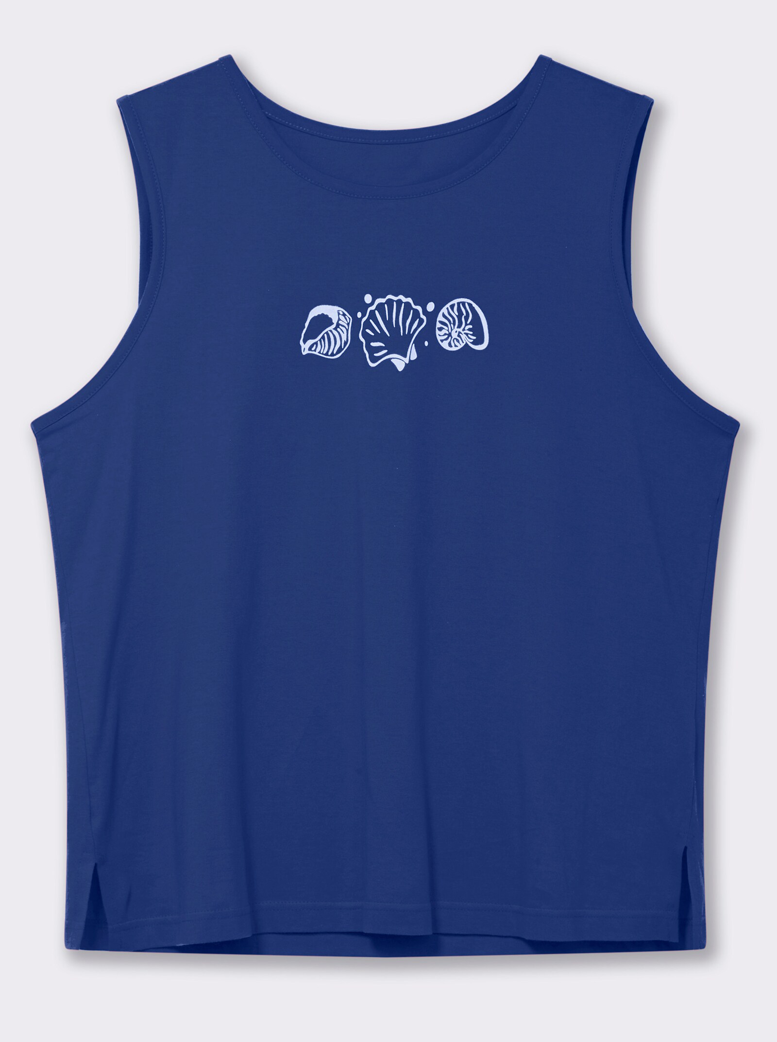 Shirttop mit Seitenschlitzen - royalblau