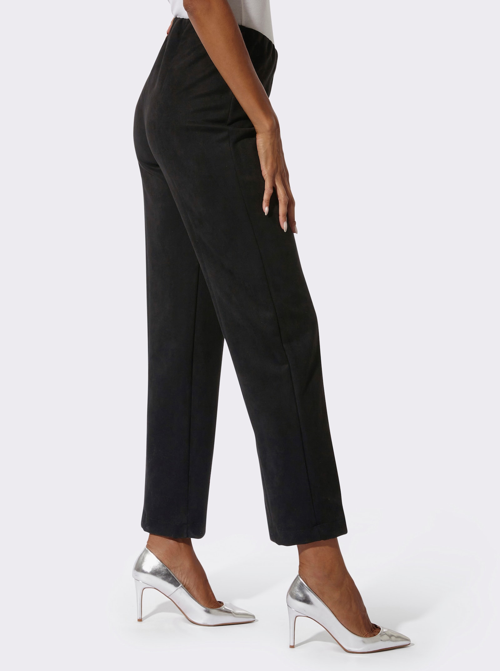 Hose aus Veloursleder-Imitat - schwarz