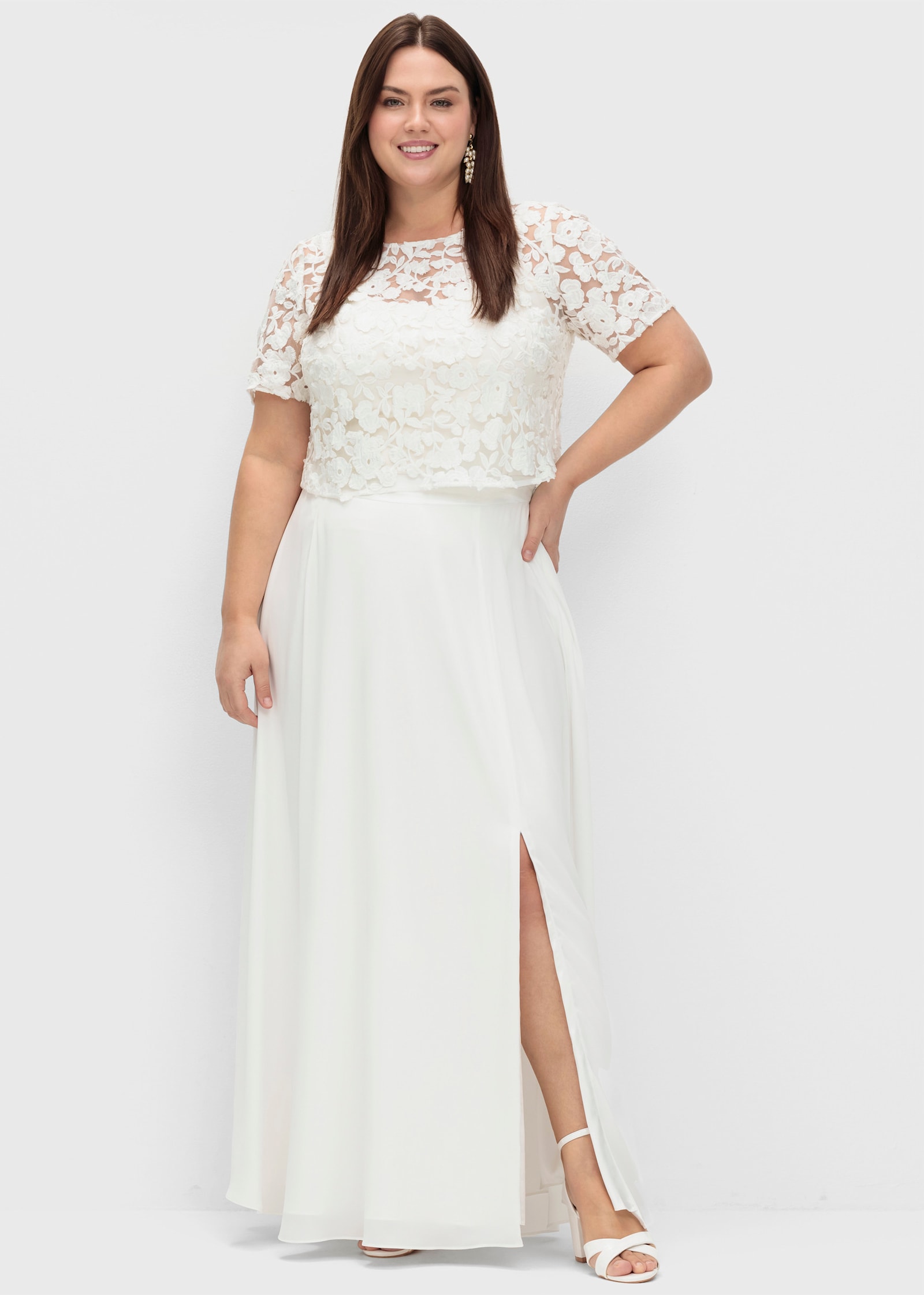 sheego A-Linien-Rock mit Seitenschlitz - offwhite