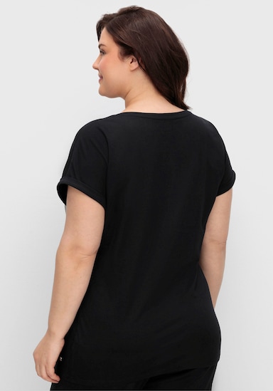 sheego Oversize-Shirt mit markanten Streifen - schwarz
